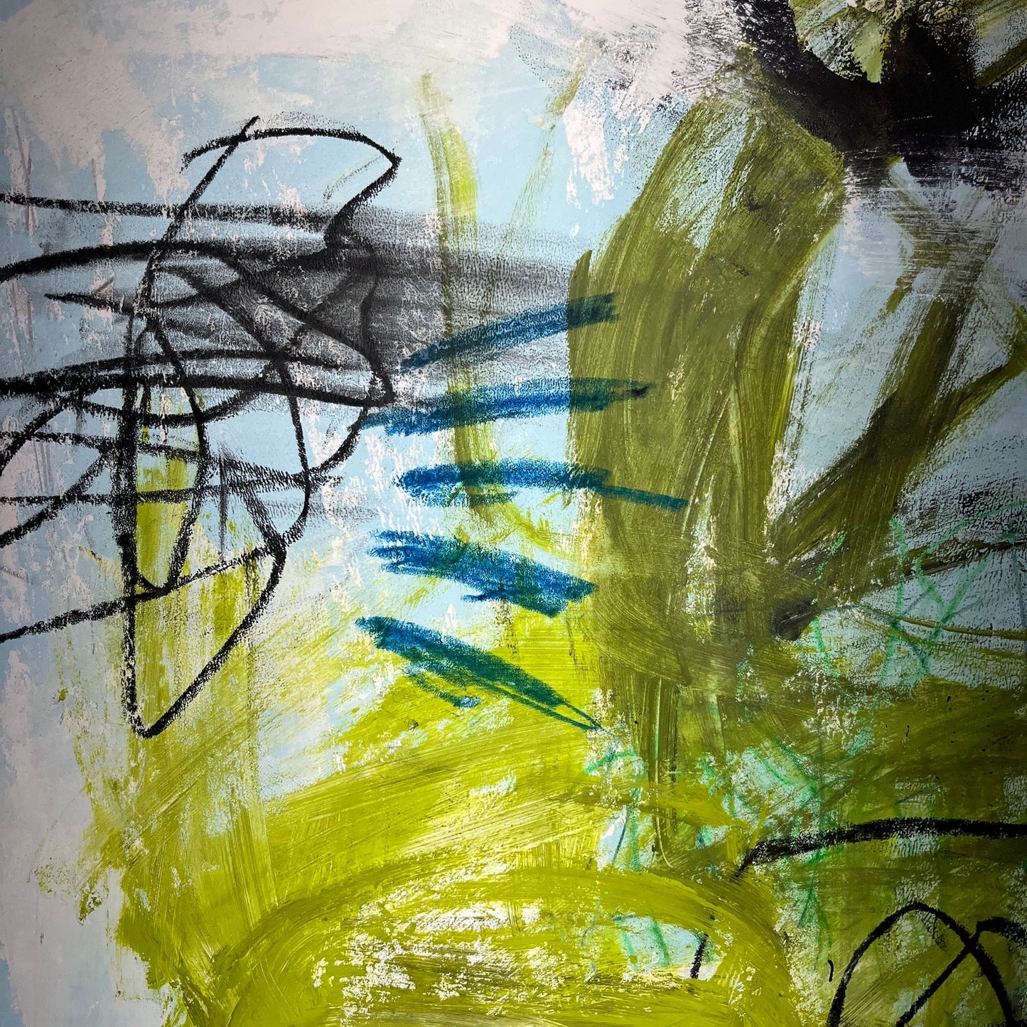 Original Mixed Media Abstract Modern Art Painting 18x24 "Flânerie" Signed