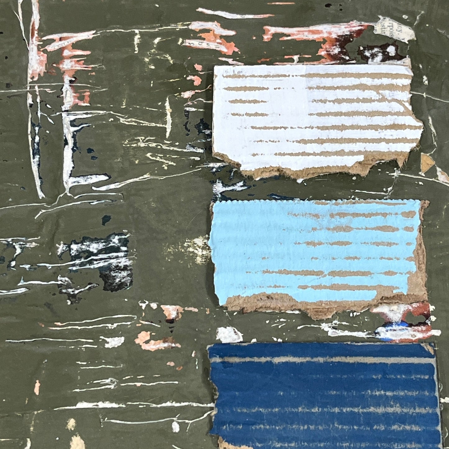 Original Framed Mixed Media Modern Art Collage Painting 12x18 "Luggage"