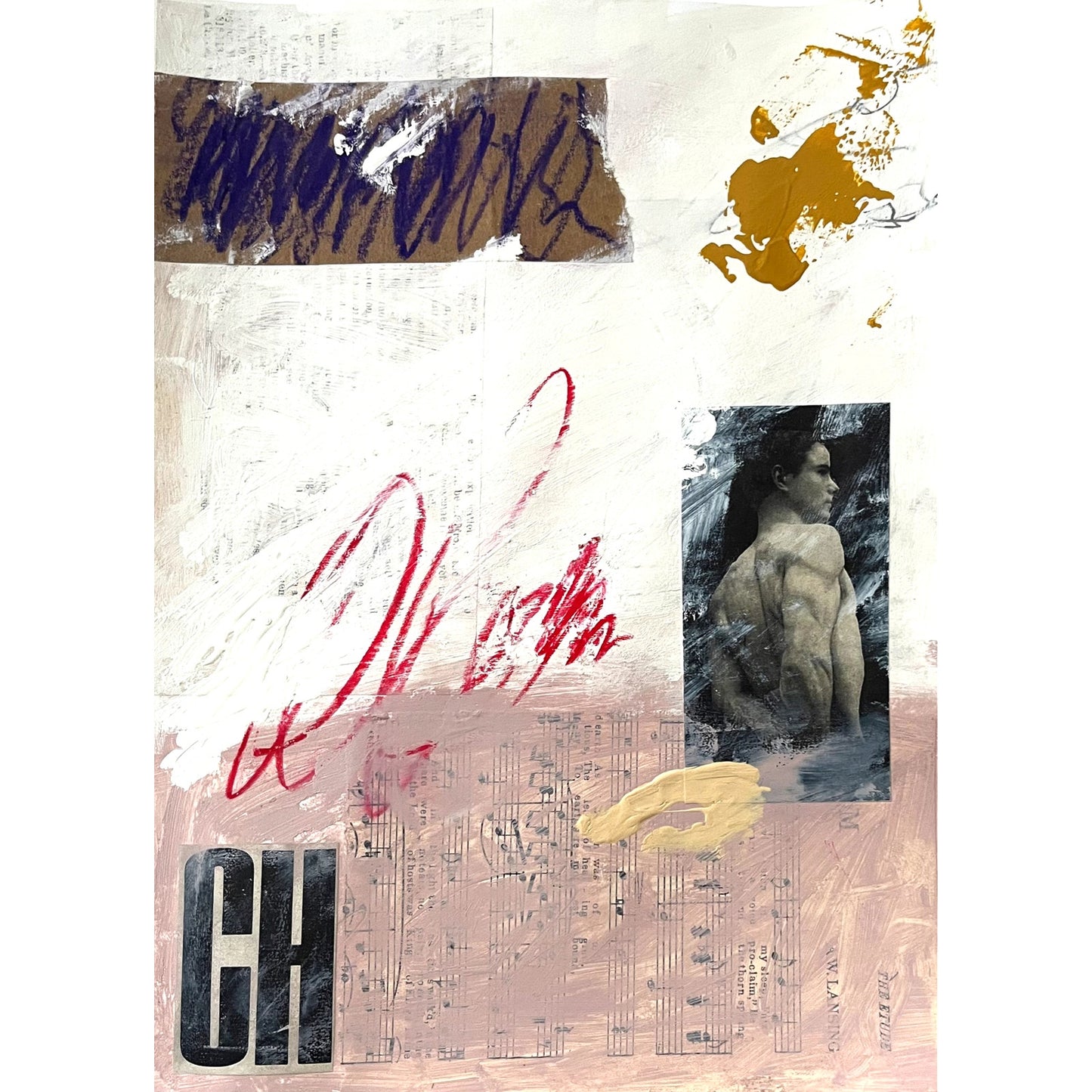 Original Abstract Modern Art Painting on Paper "Collectanea" #19 Signed