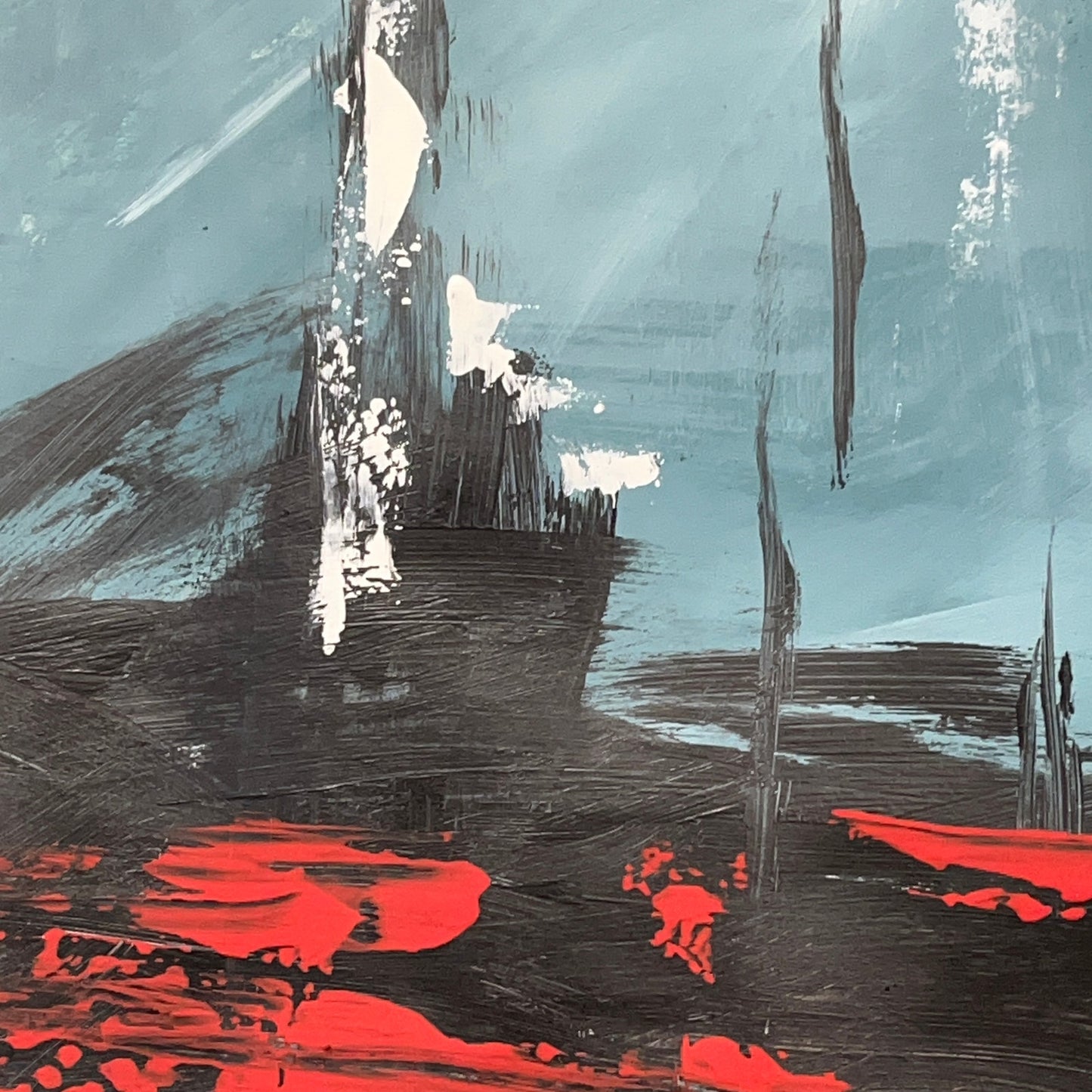 Original Mixed Media Abstract Modern Art Painting 24x36 "Interlunation" Signed