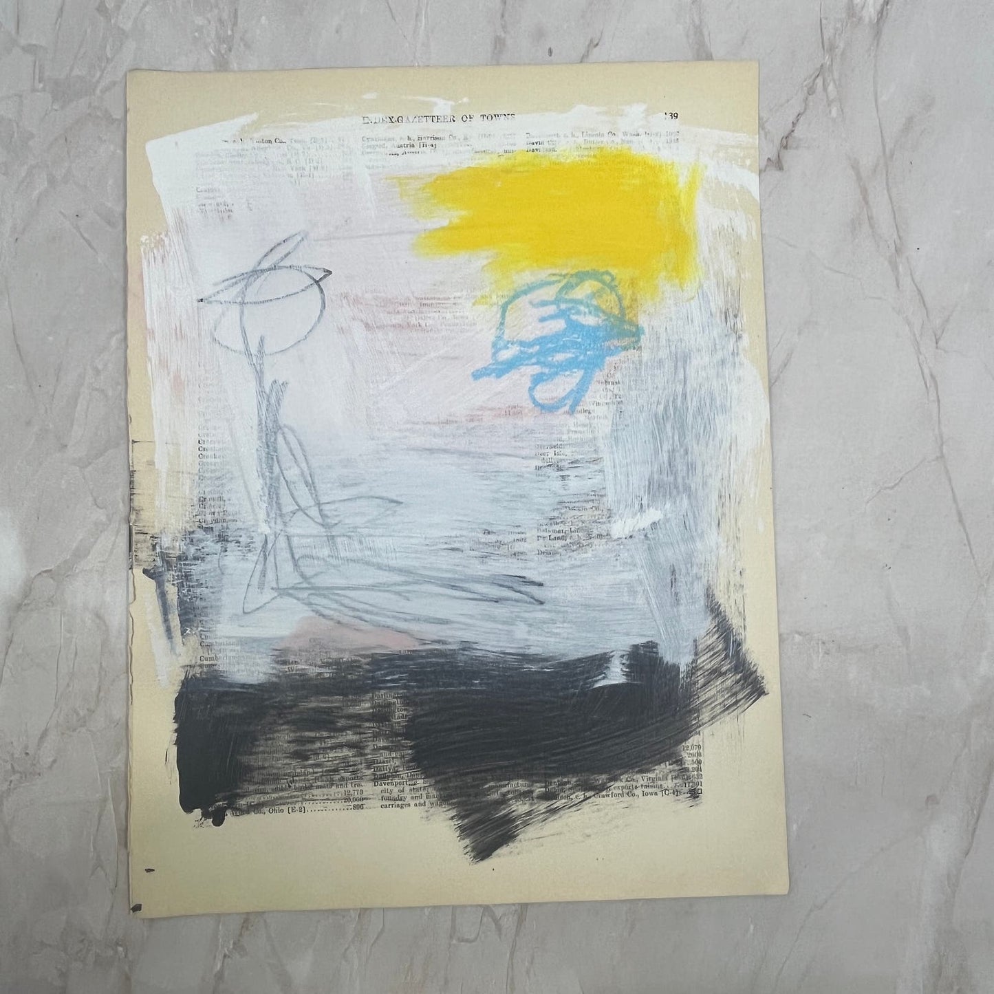 Original Mixed Media Abstract Art Painting 10x13.5” Wanderlust Series #17