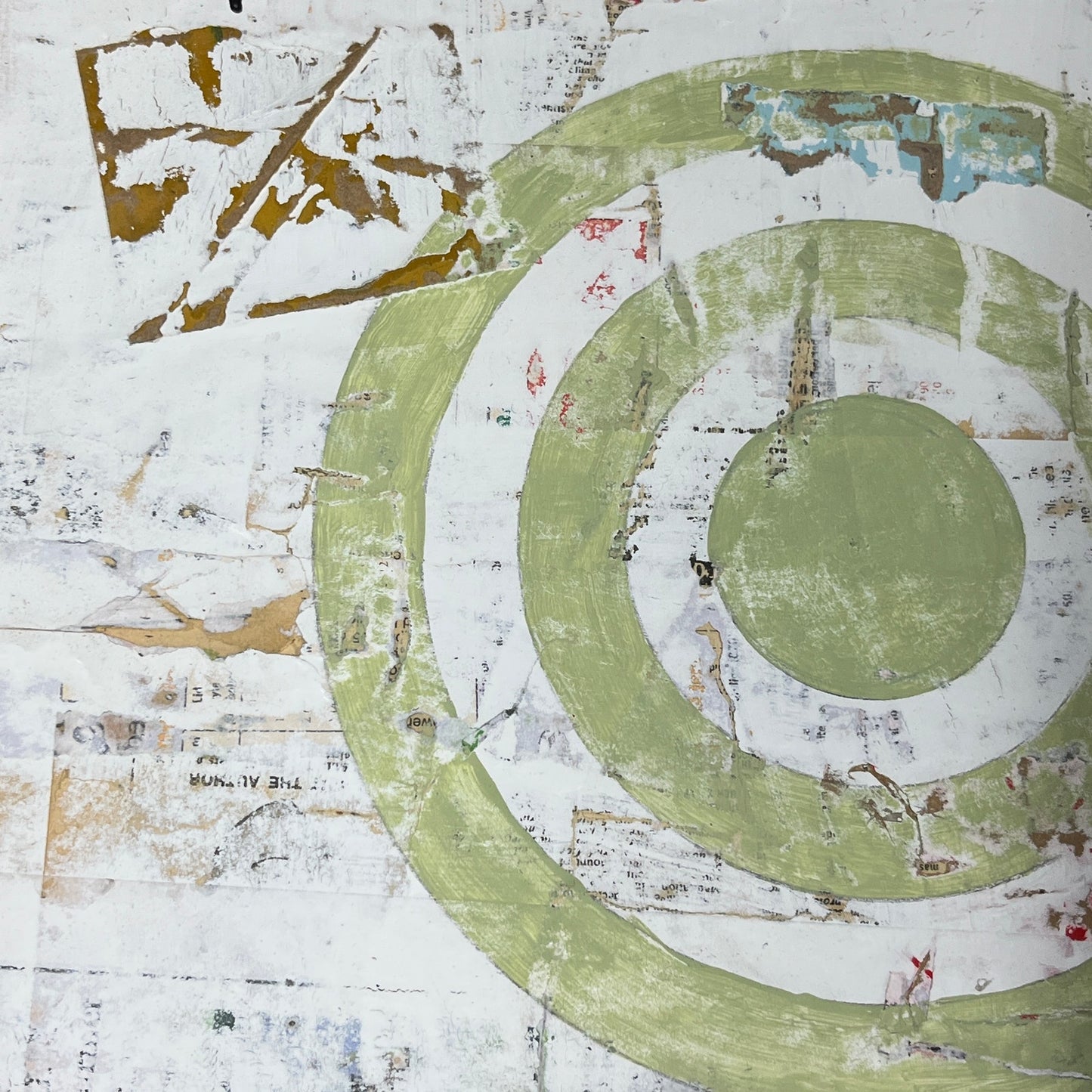 Original Framed Mixed Media Modern Art Collage Painting 12x18 "Sapsago"