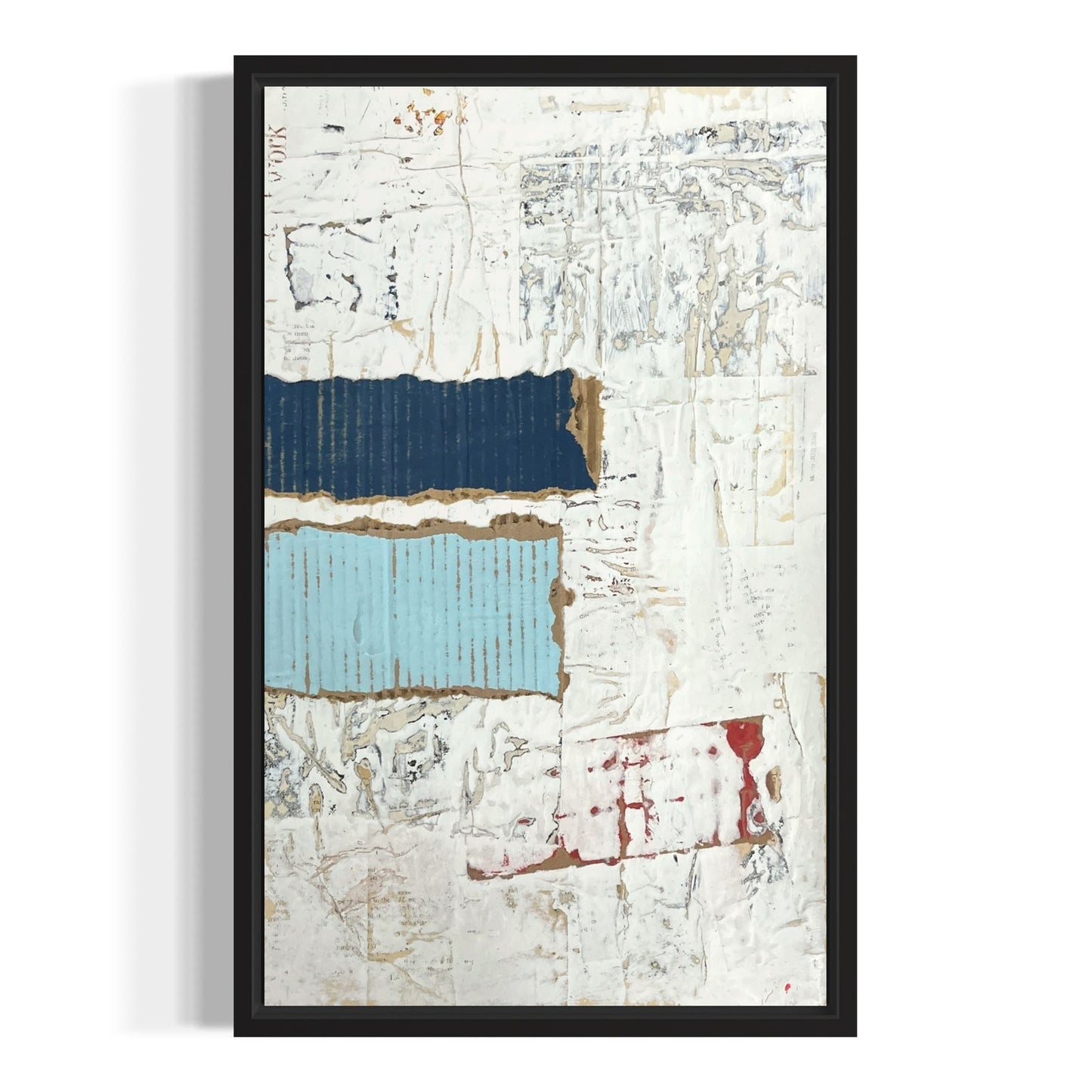 Original Framed Mixed Media Modern Art Collage Painting 12x18 "Hoplite"