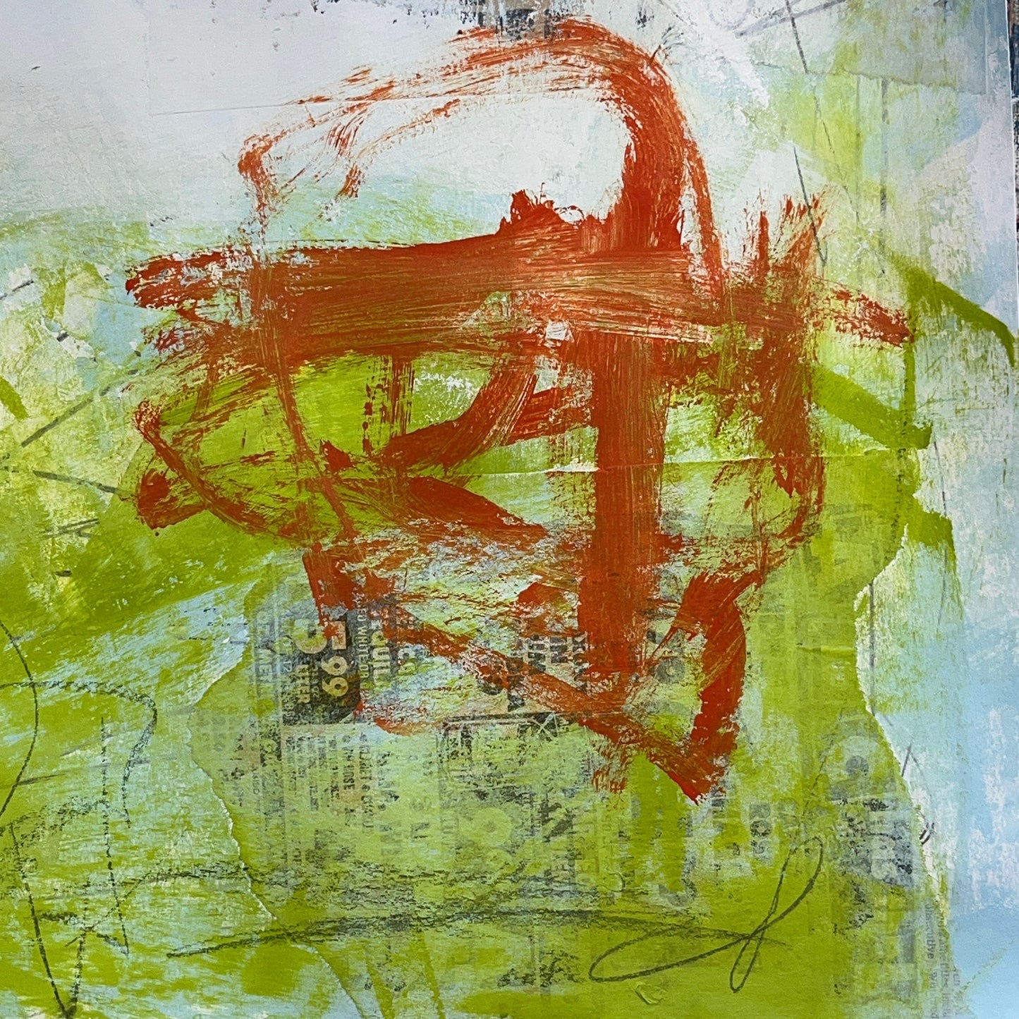Original Mixed Media Abstract Modern Art Painting 18x24 "Athetosis" Signed