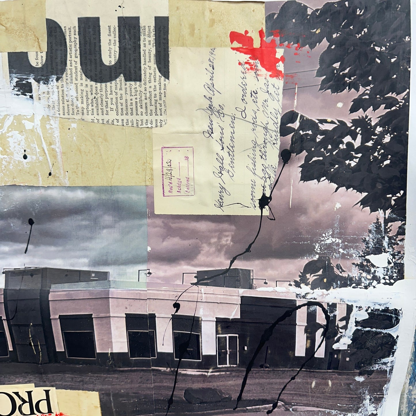 Original Mixed Media Modern Art Painting 18x24 "KFC Pine City MN" Signed