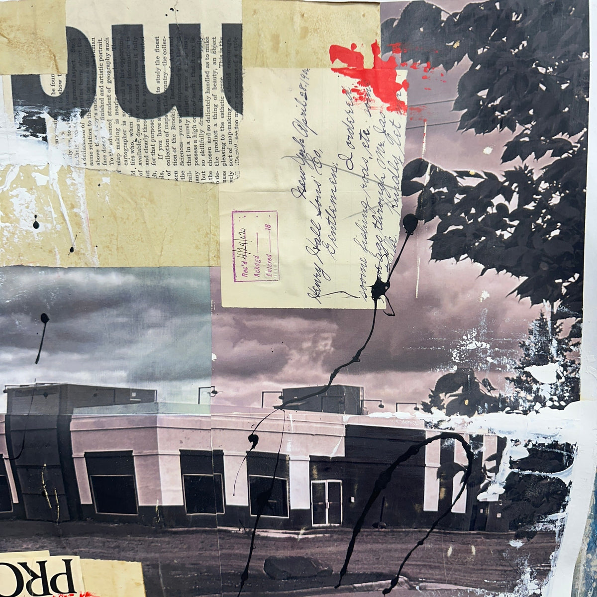 Original Mixed Media Modern Art Painting 18x24 "KFC Pine City MN" Signed