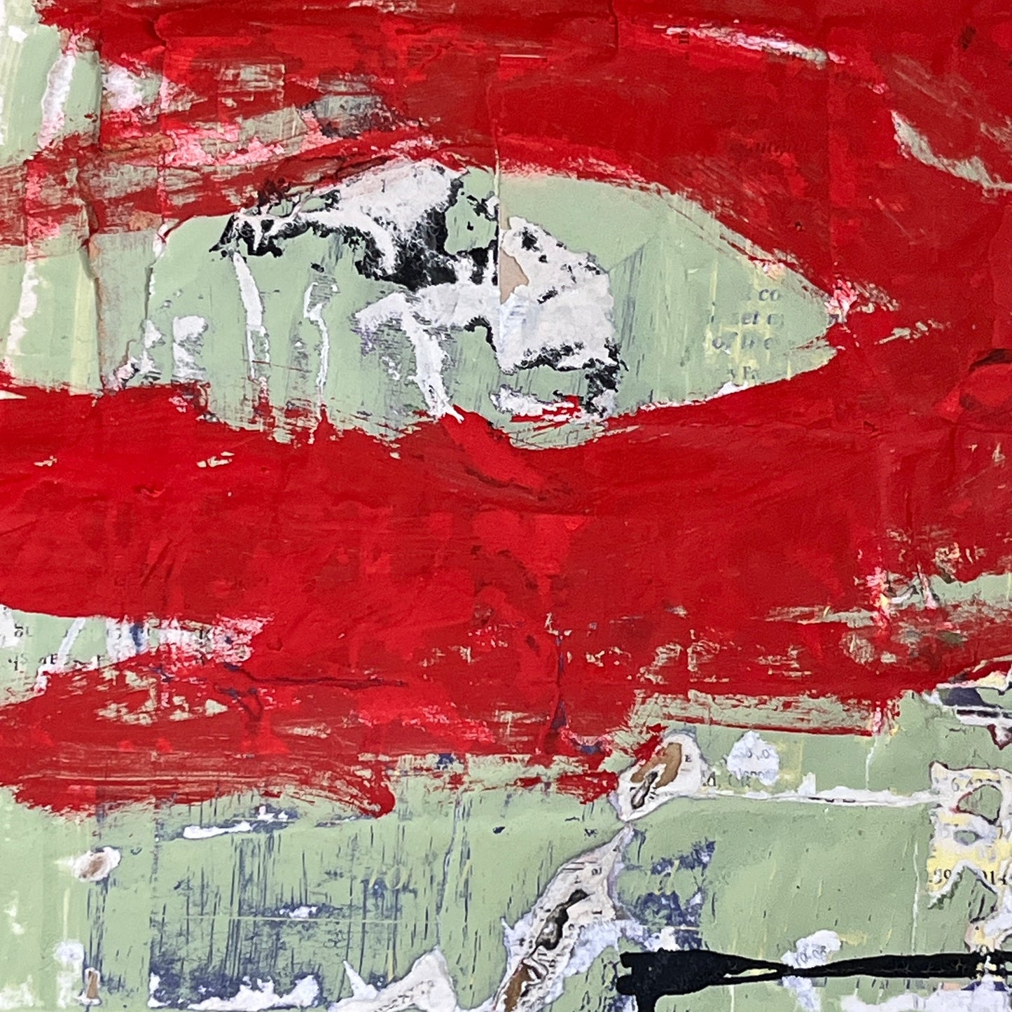 Original Framed Mixed Media Modern Art Collage Painting 12x18 "Teratism"
