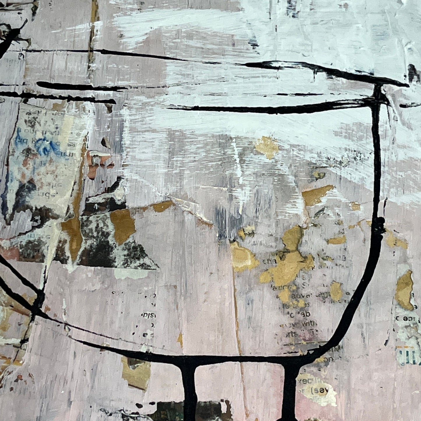 Original Framed Mixed Media Modern Art Collage Painting 12x18 "Objective"