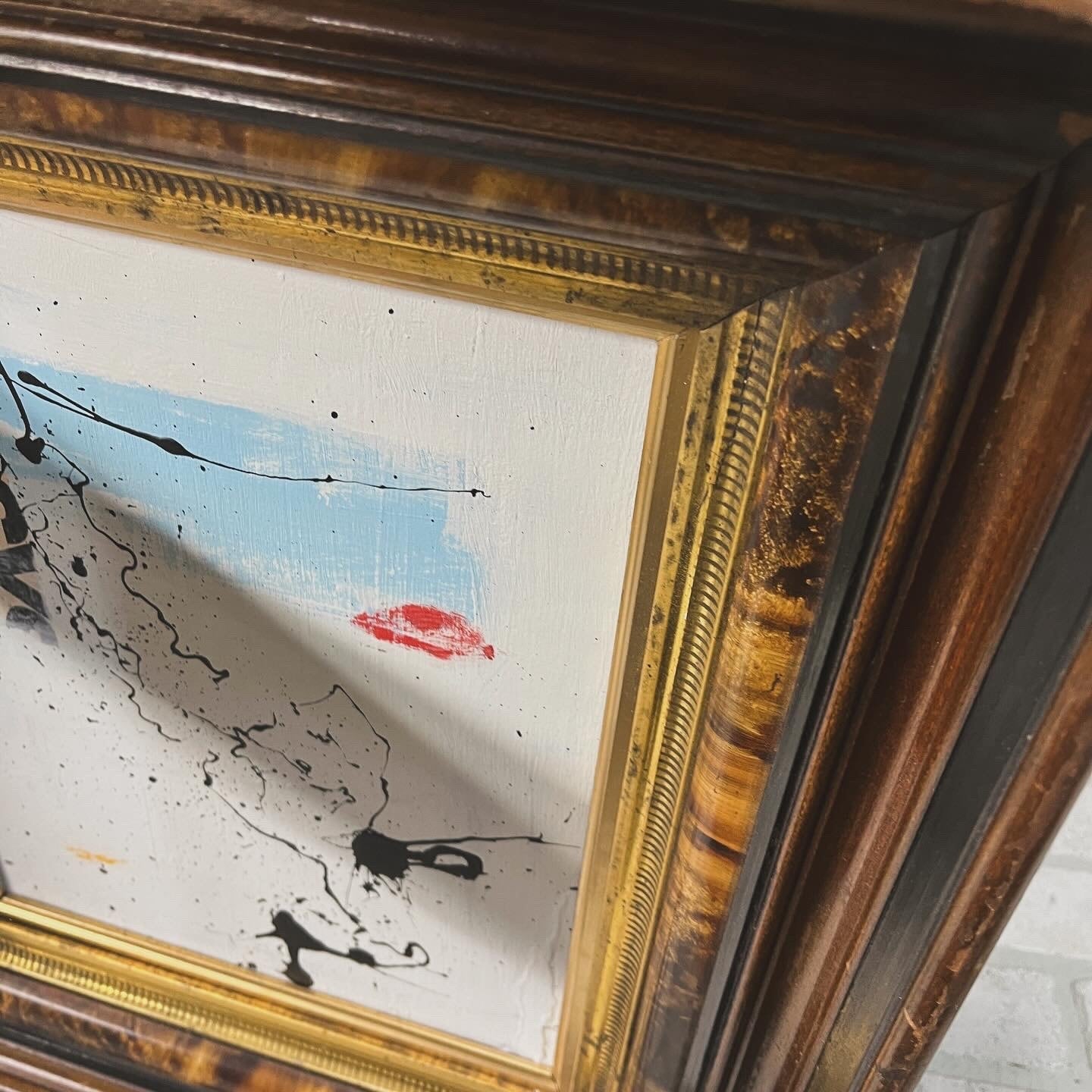 Original Framed Mixed Media Abstract Art Painting 17x20 "Systole"