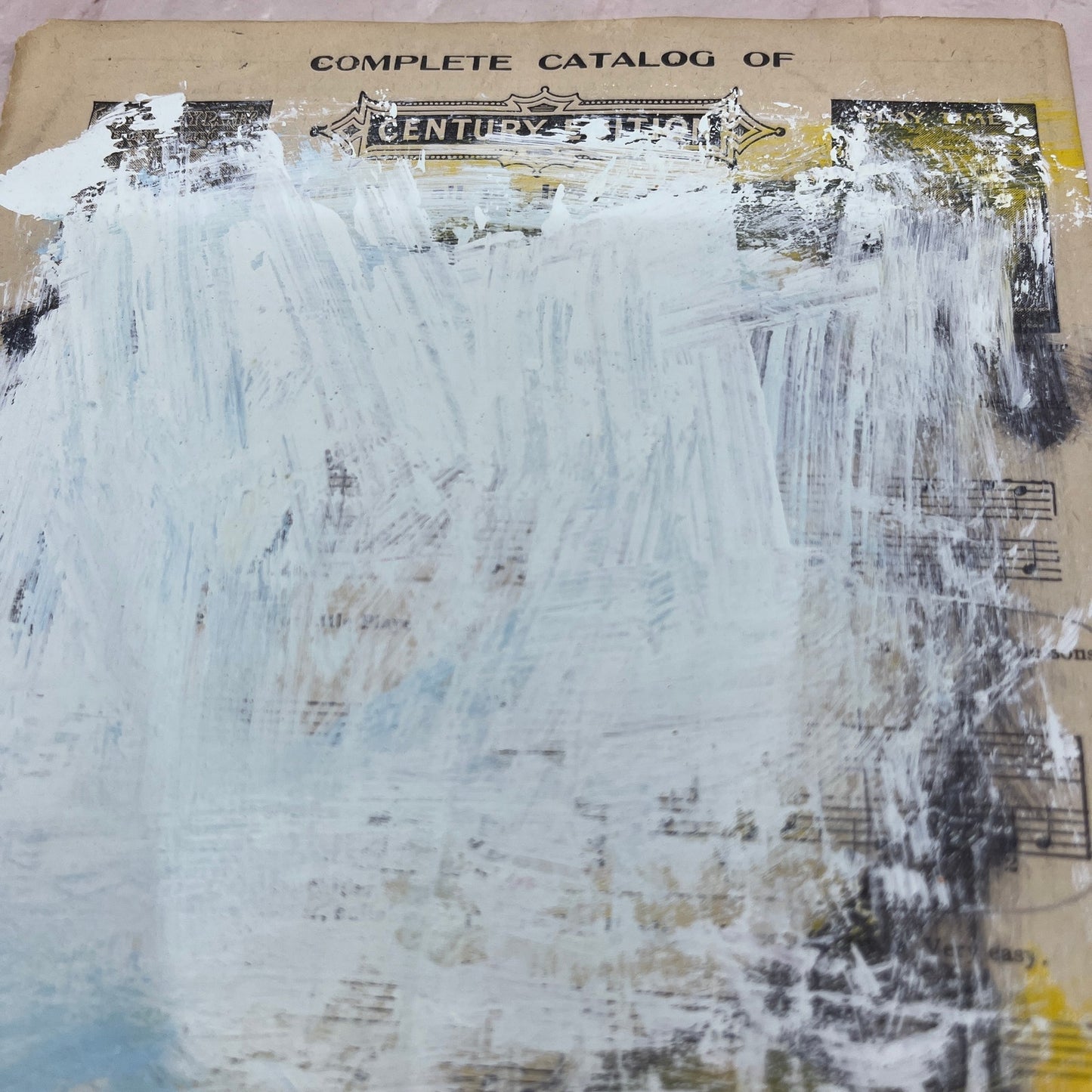 Original Abstract Art Painting "Century Edition" On Sheet Music 7x10