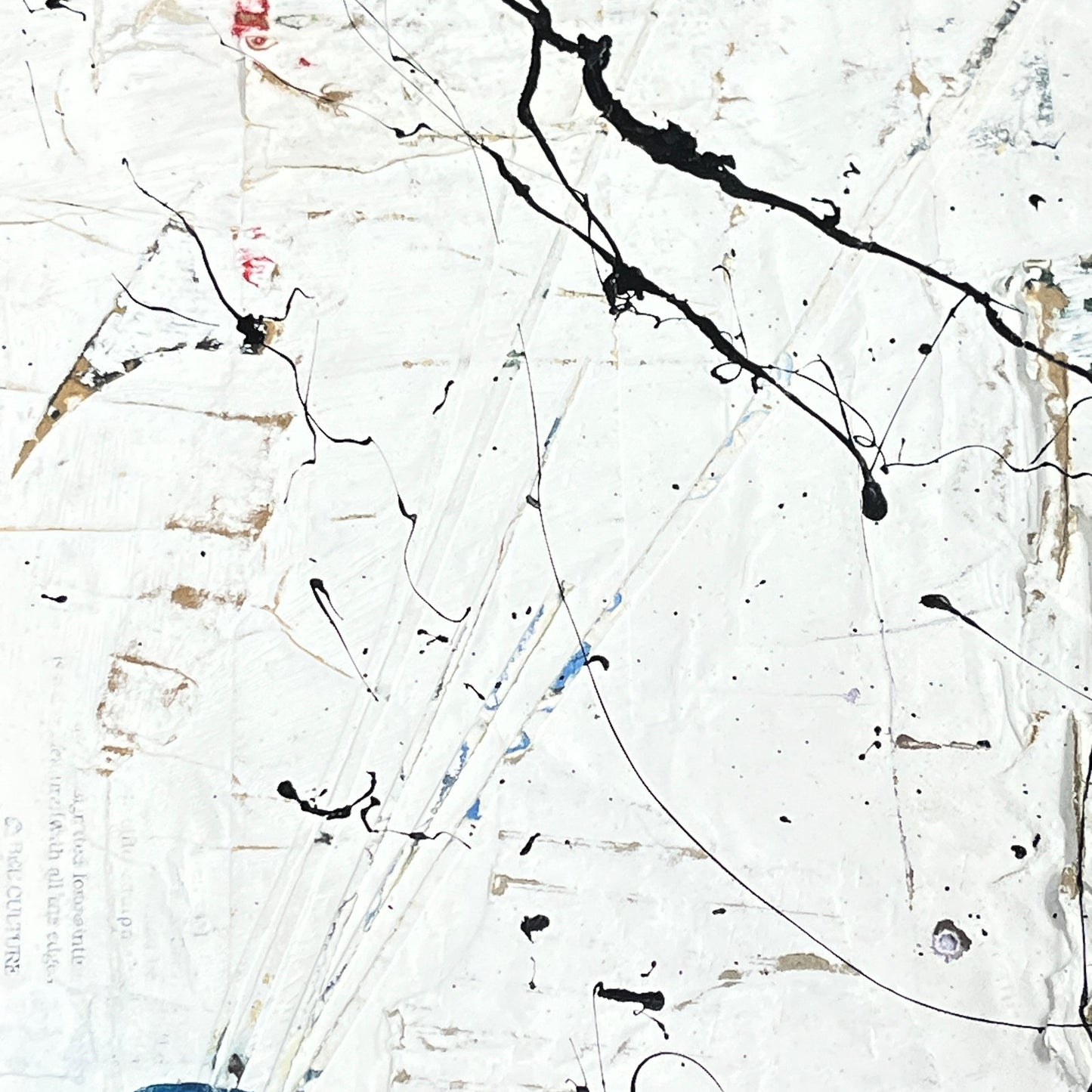 Original Framed Minimalist Modern Art Collage Painting 12x18 "Obtenebrate"