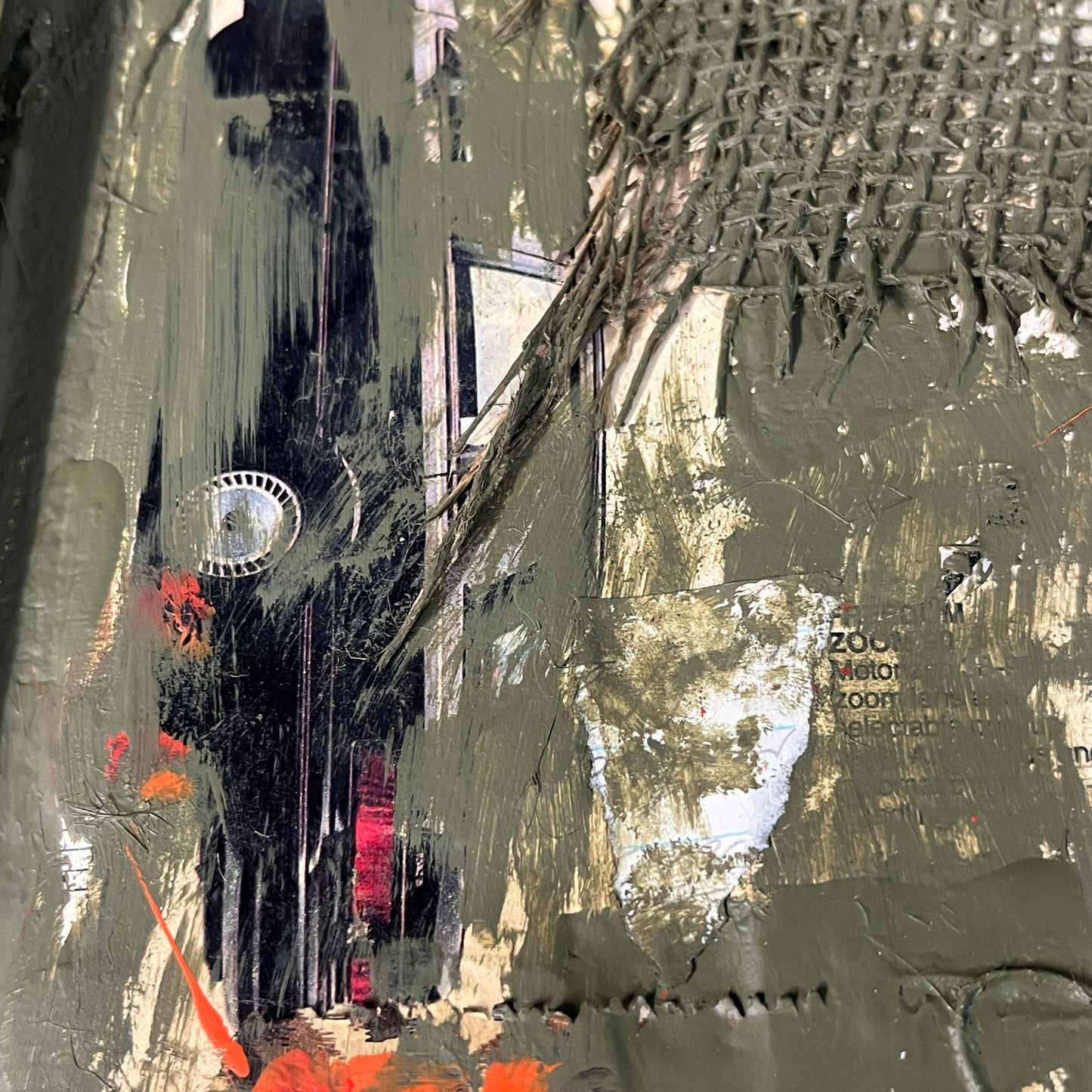 Original Abstract Collage Assemblage Combine Art Painting 13x13 "Ordination"