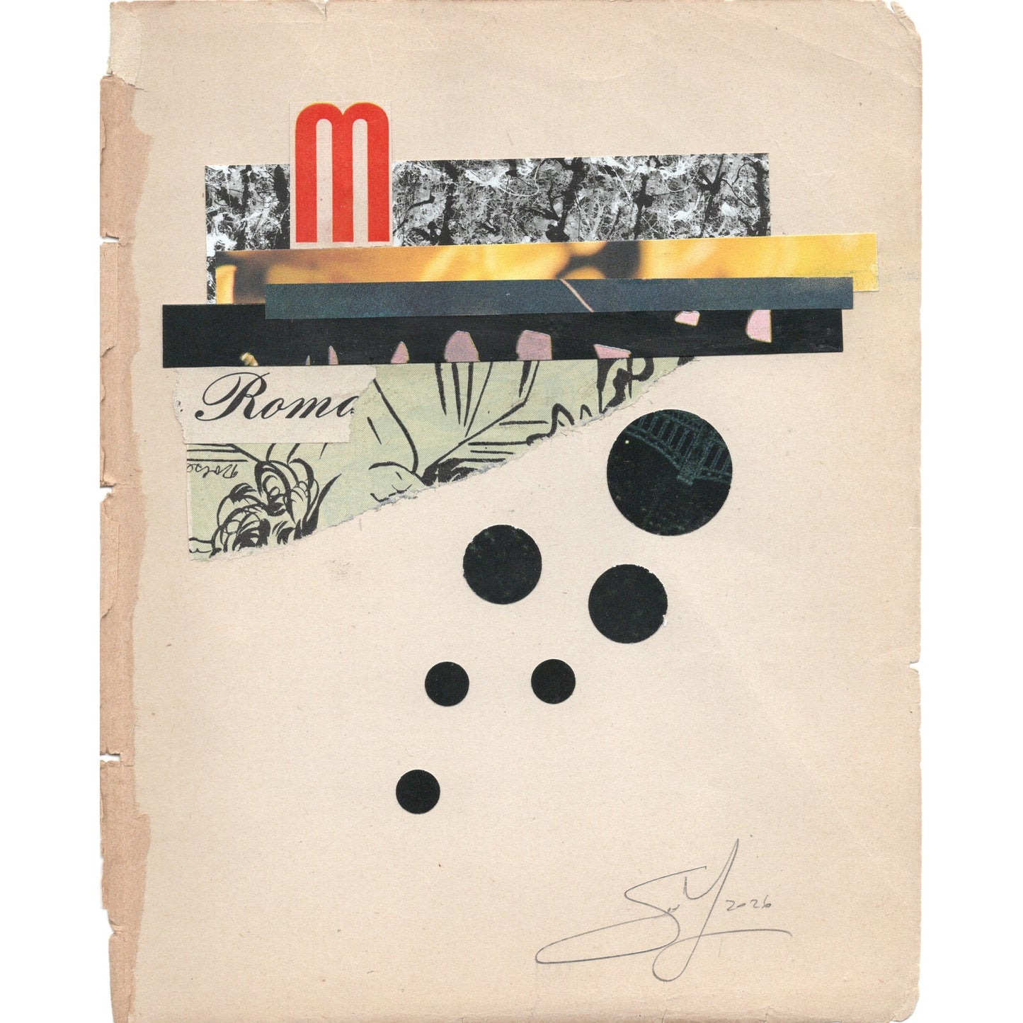 Original Mixed Media Modern Art Collage "Kenodoxy" 6.25x8" Signed