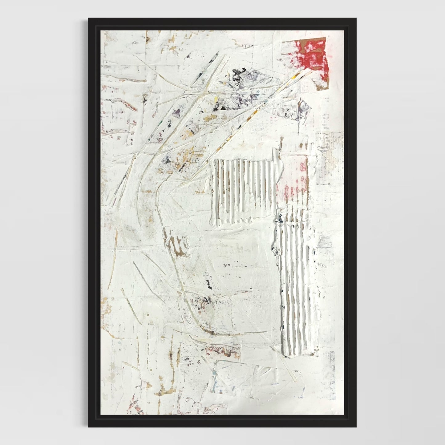 Original Framed Minimalist Modern Art Collage Painting 12x18 "Bosket"