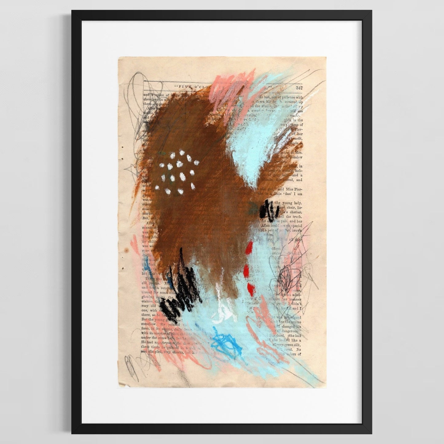 Original Abstract Modern Art Painting on Paper from 1878 Magazine #9 Signed