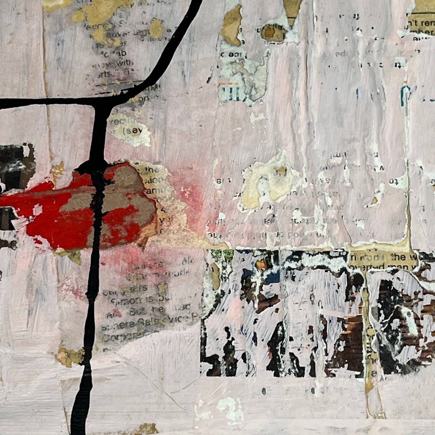 Original Framed Mixed Media Modern Art Collage Painting 12x18 "Objective"