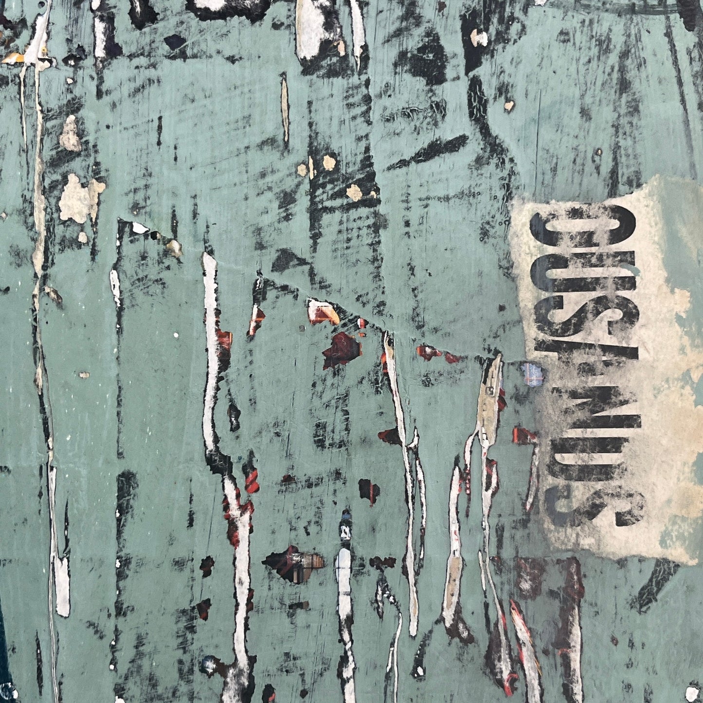 Original Grunge Minimalist Modern Art Collage Painting 8.5x11 "Prefigure" Signed