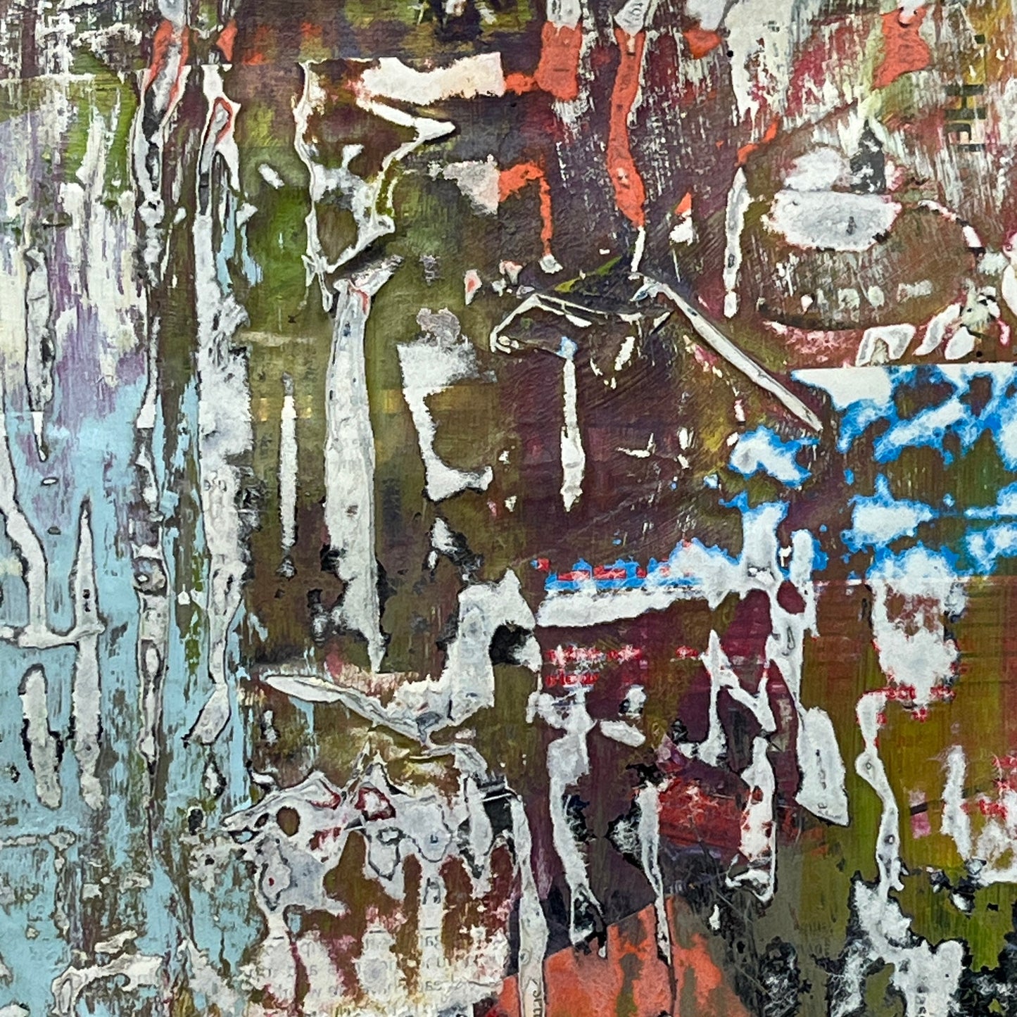 Original Framed Mixed Media Modern Art Collage Painting 12x18 "Threshold"