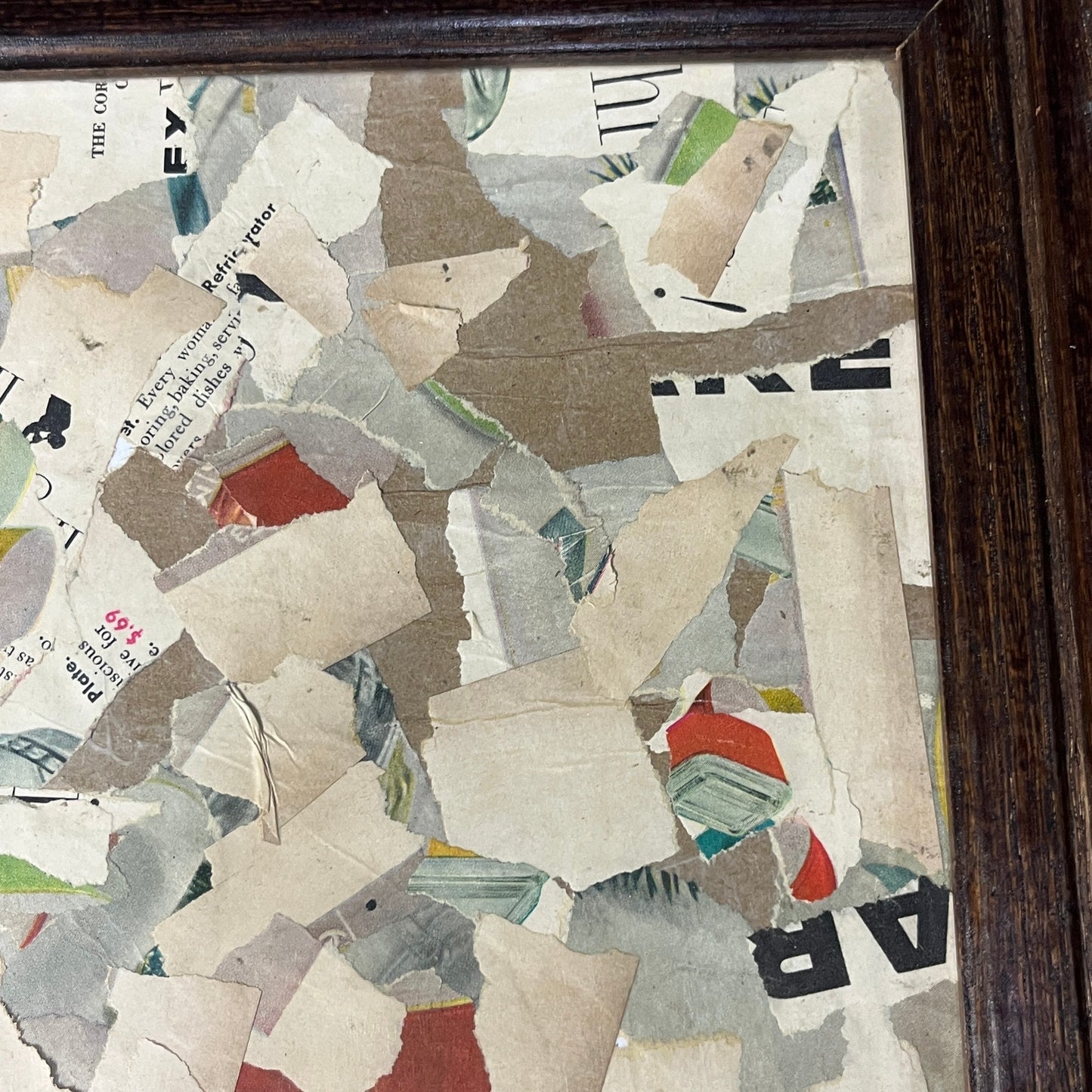 Original Framed Mixed Media Abstract Art Collage Painting 10x12 "1952 Pyrex Ad"