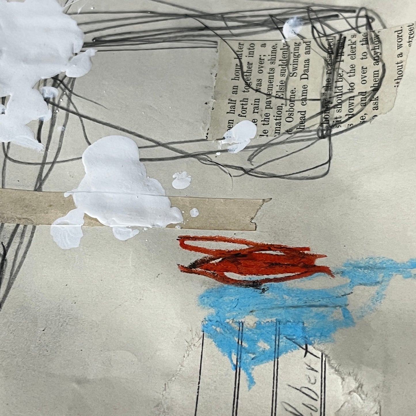 Original Mixed Media Abstract Art Collage 6x8 "Half an Hour"