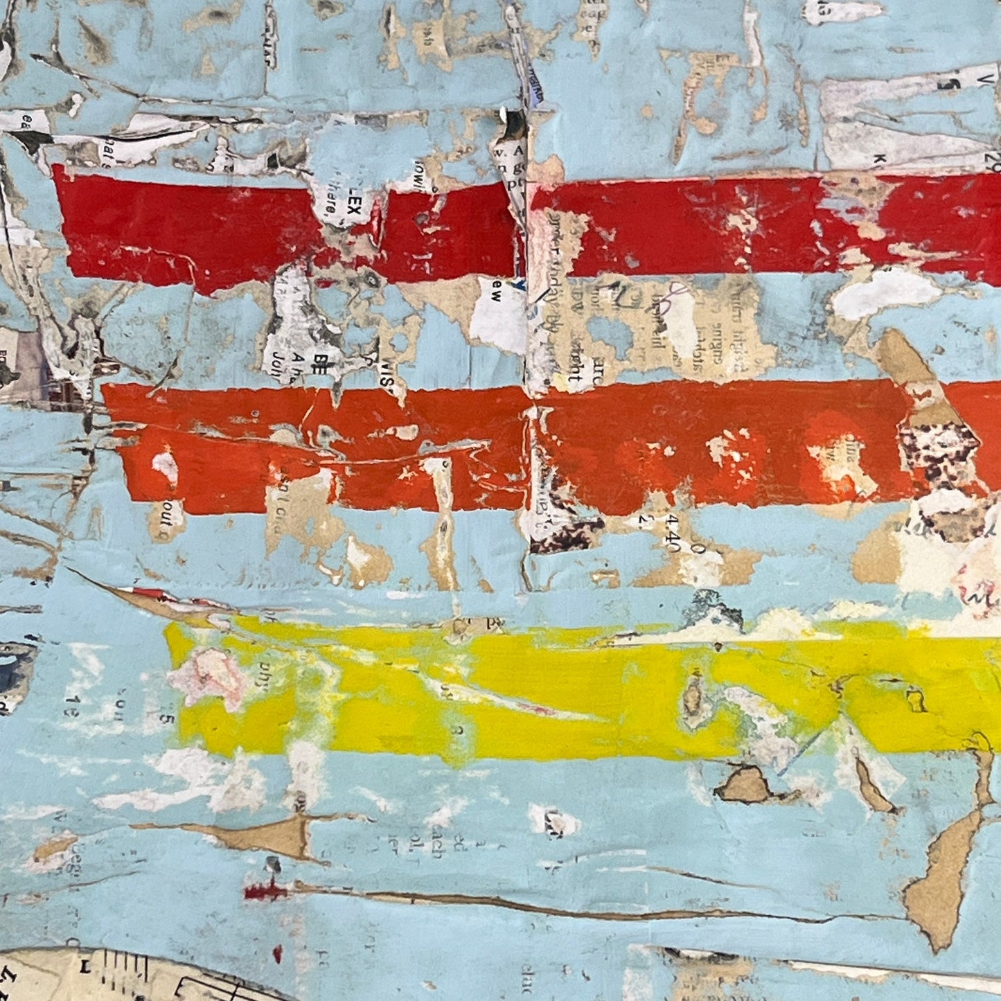 Original Framed Mixed Media Modern Art Collage Painting 12x18 "Falciform"