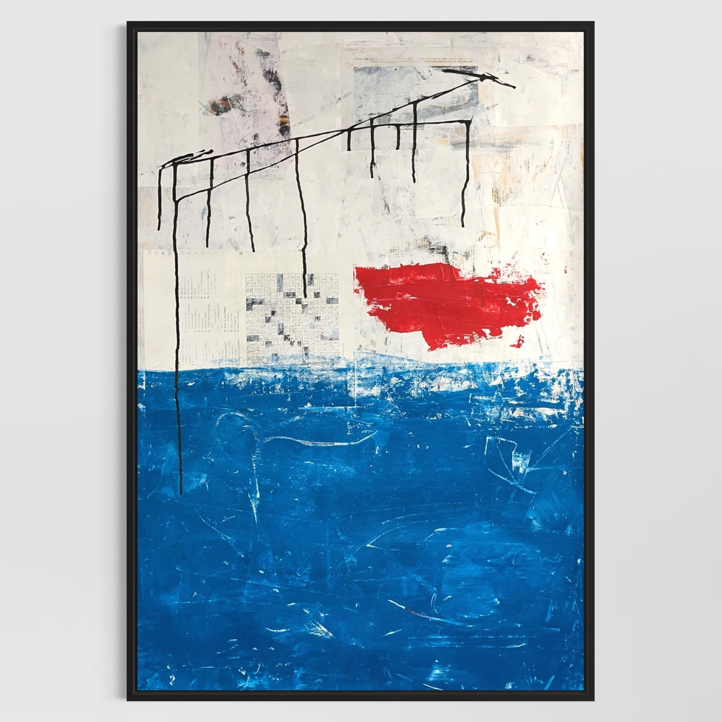 Original Mixed Media Abstract Modern Art Painting 24x36 "Polemomania" Signed