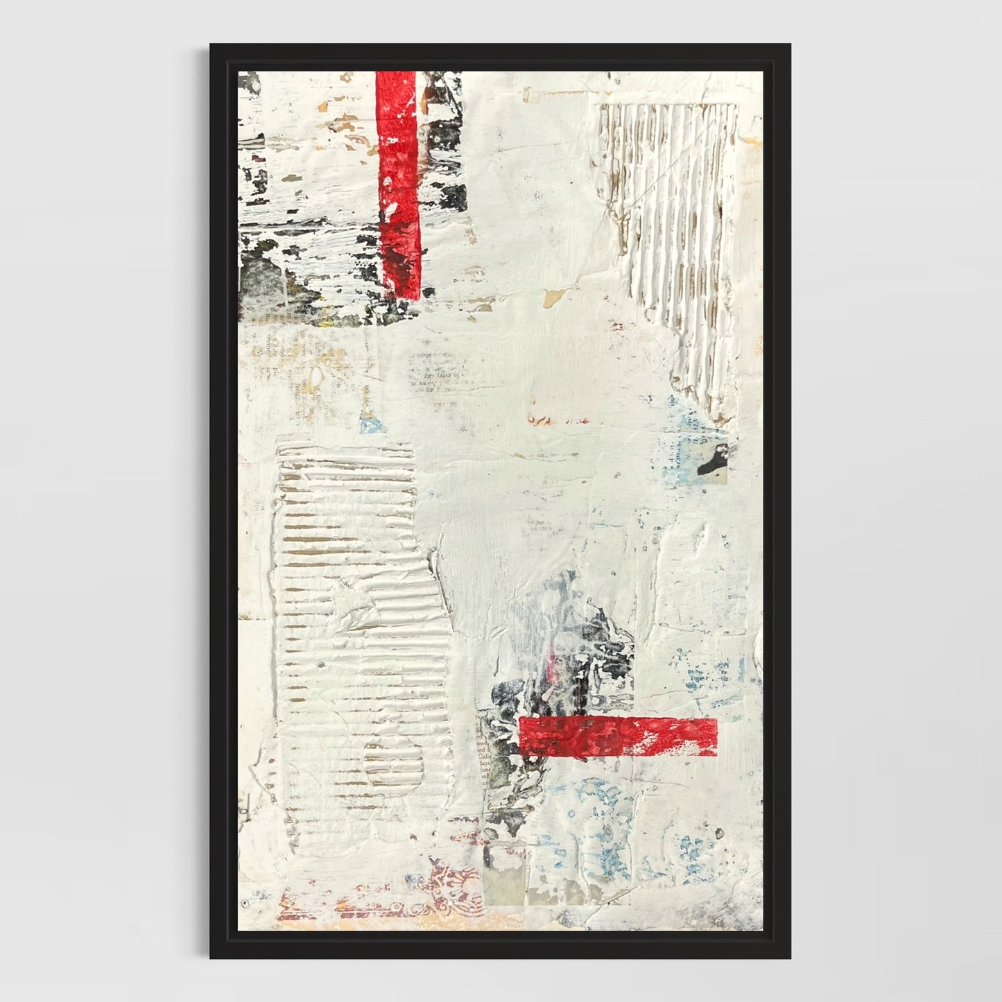 Original Framed Minimalist Modern Art Collage Painting 12x18 "Similize"