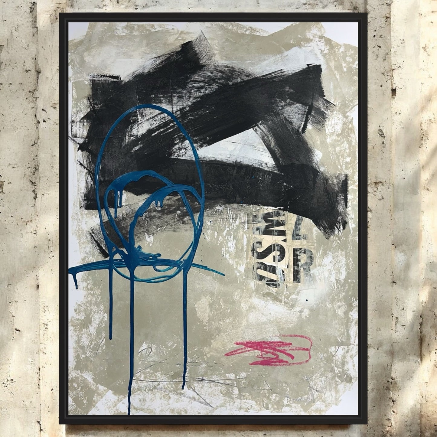 Original Mixed Media Abstract Modern Art Painting 18x24 "Socle" Signed