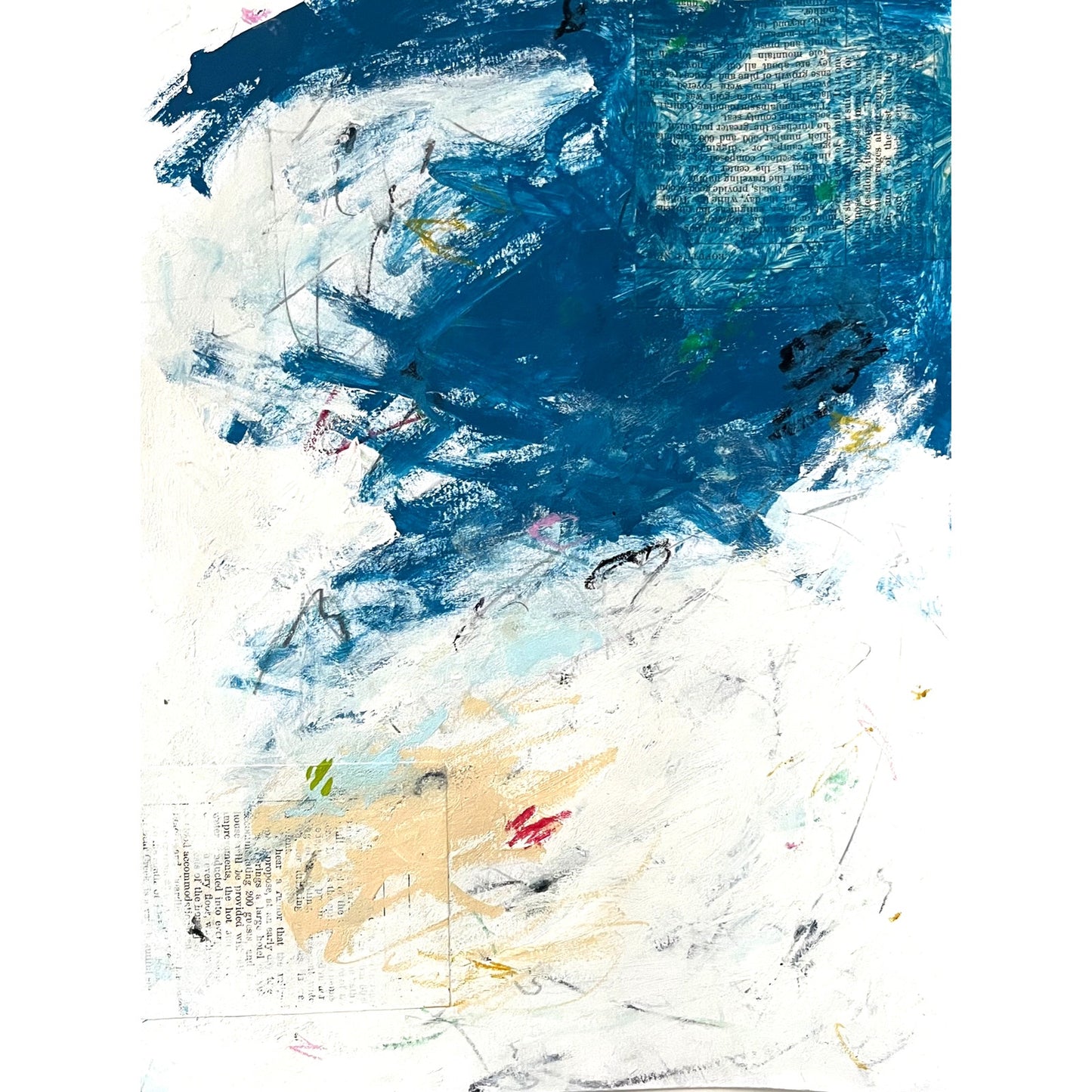 Original Abstract Modern Art Painting on Paper "Arrosive" #10 Signed