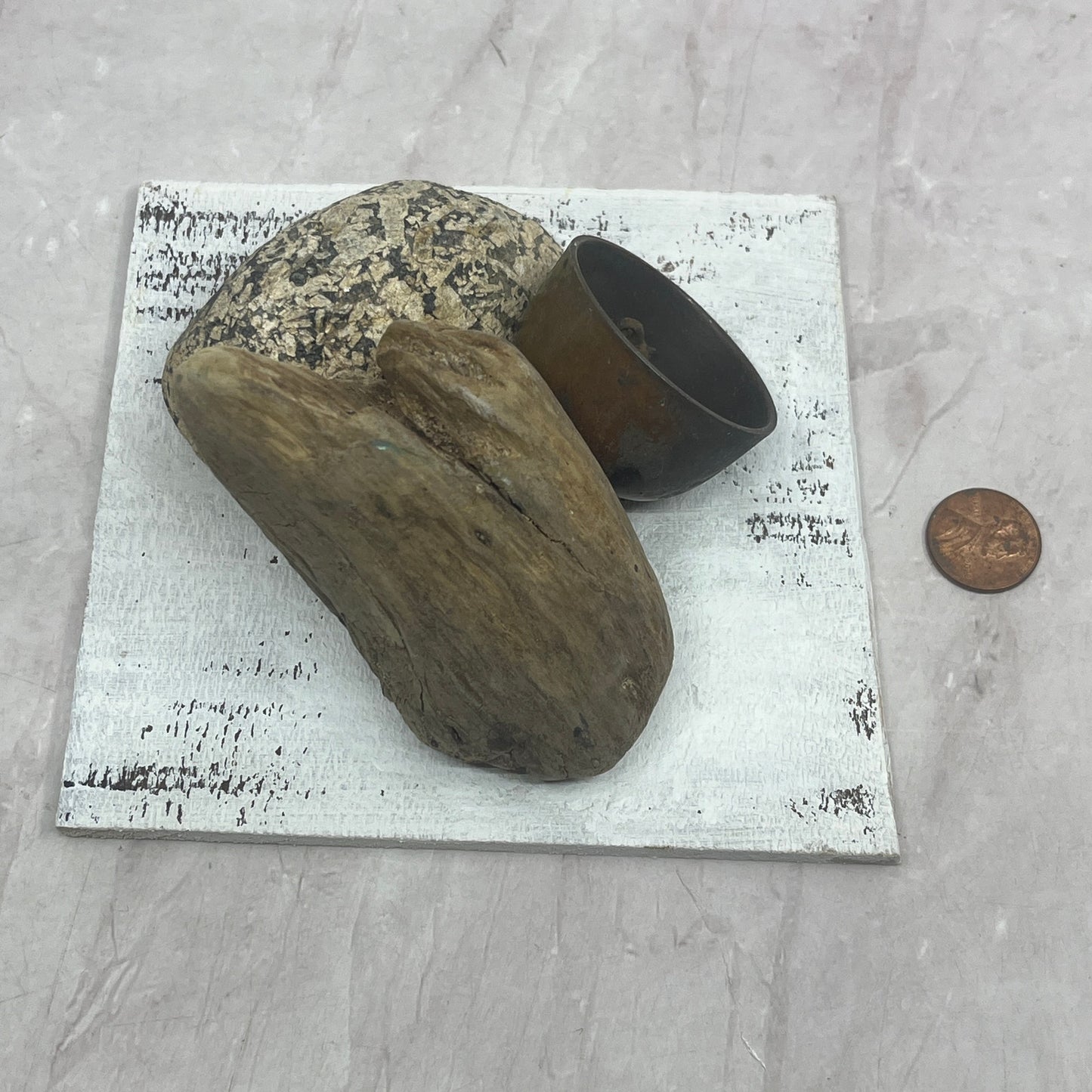 Minimalist Art Assemblage Found Object Sculpture 4x5x3 "North Shore Fractals #4"