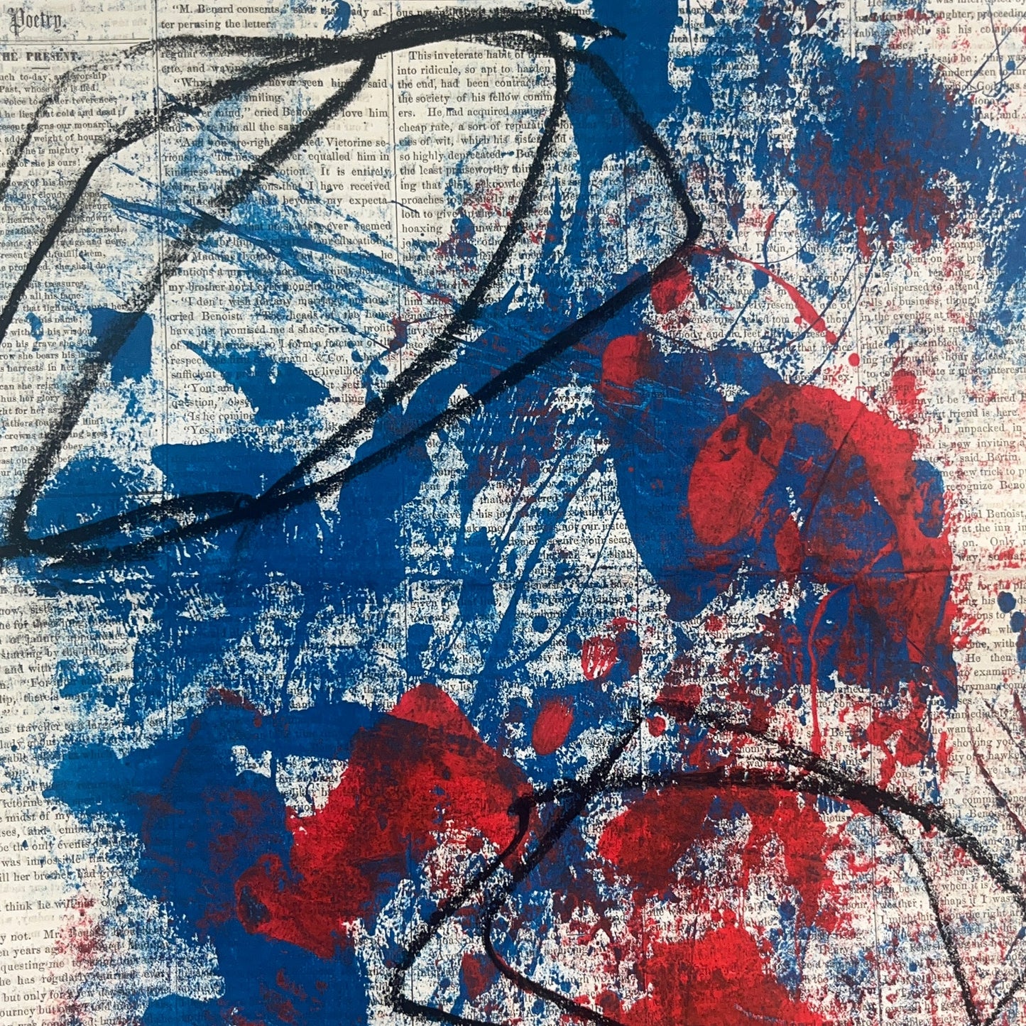Original Mixed Media Abstract Modern Art Painting 11x16 "Portland 1855" Signed