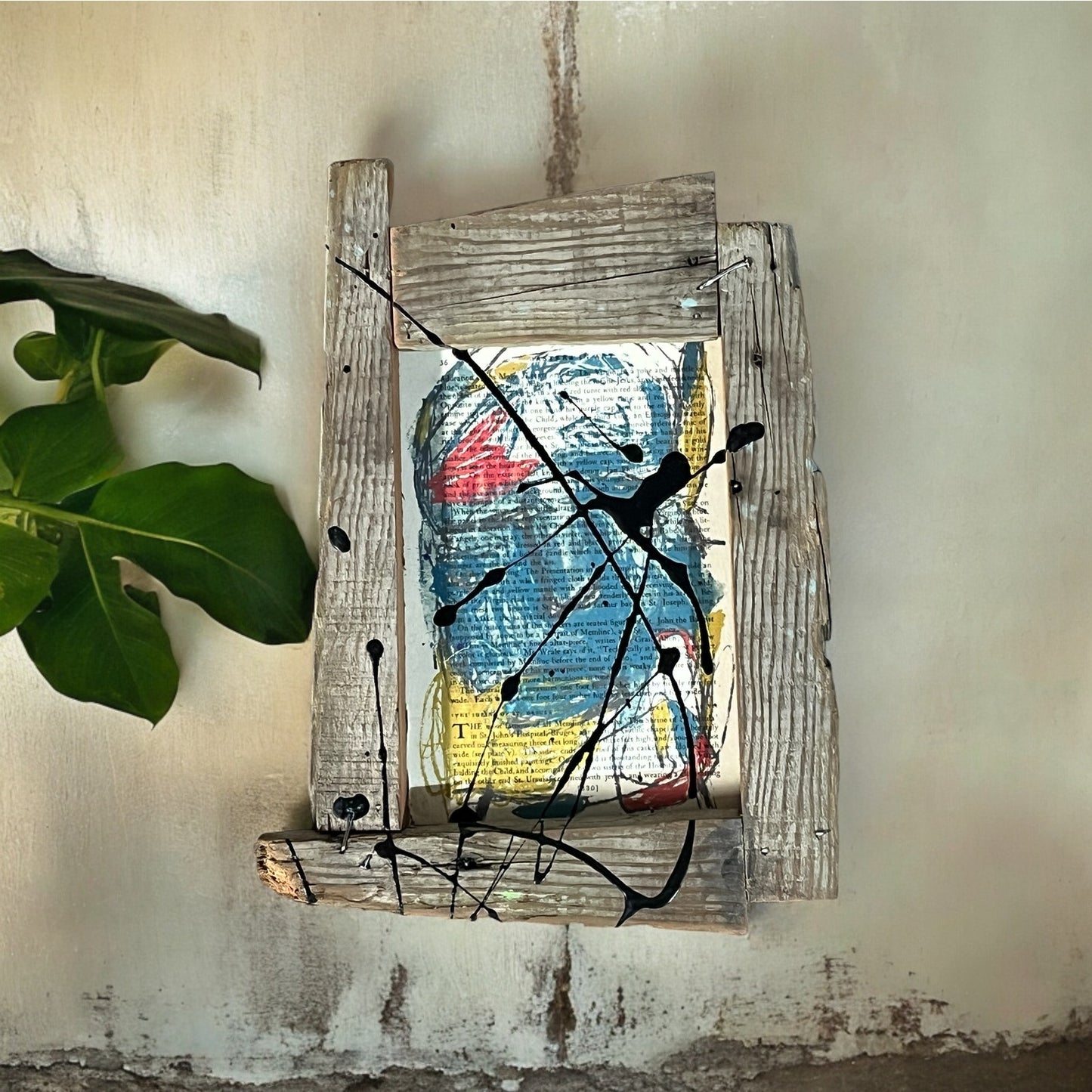 Original Framed Mixed Media Abstract Art Painting 6x9 "Incongruous"