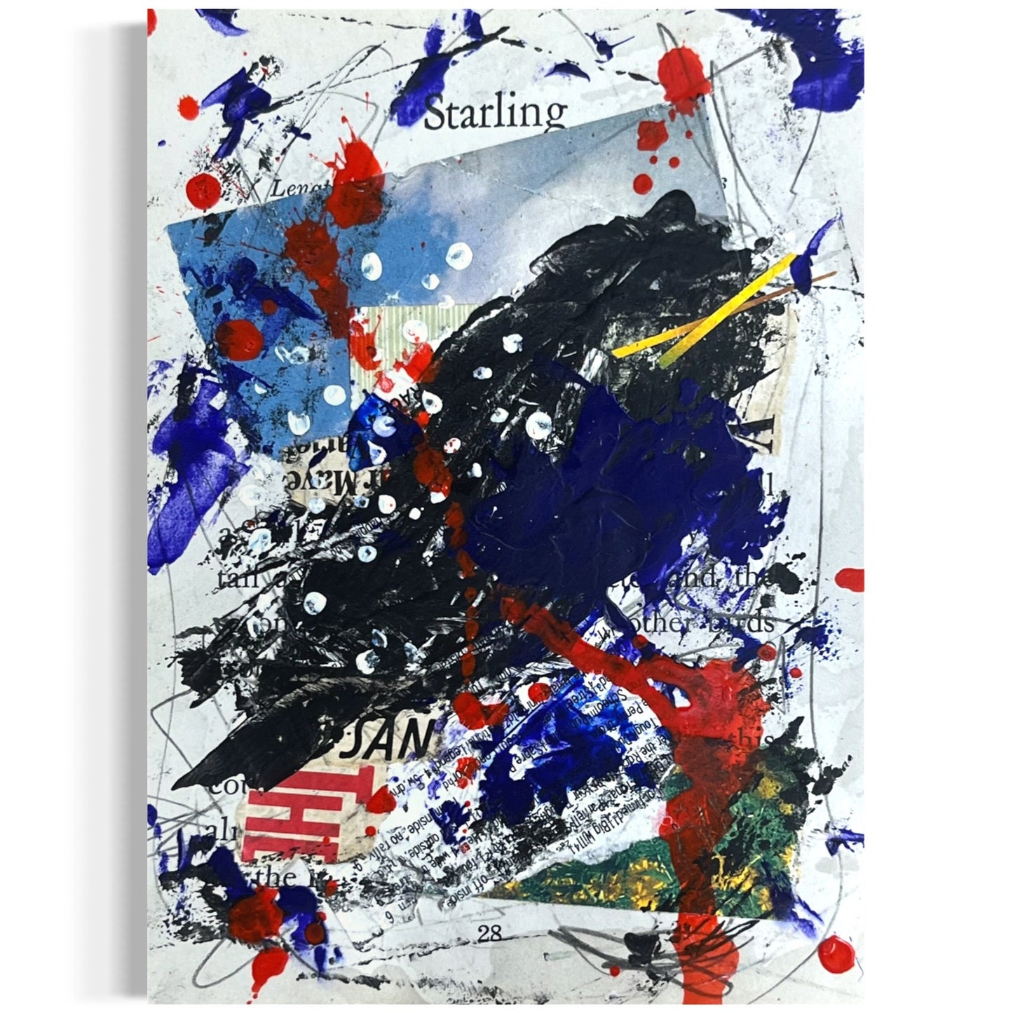 Original Abstract Modern Art Bird Painting "Starling" Signed