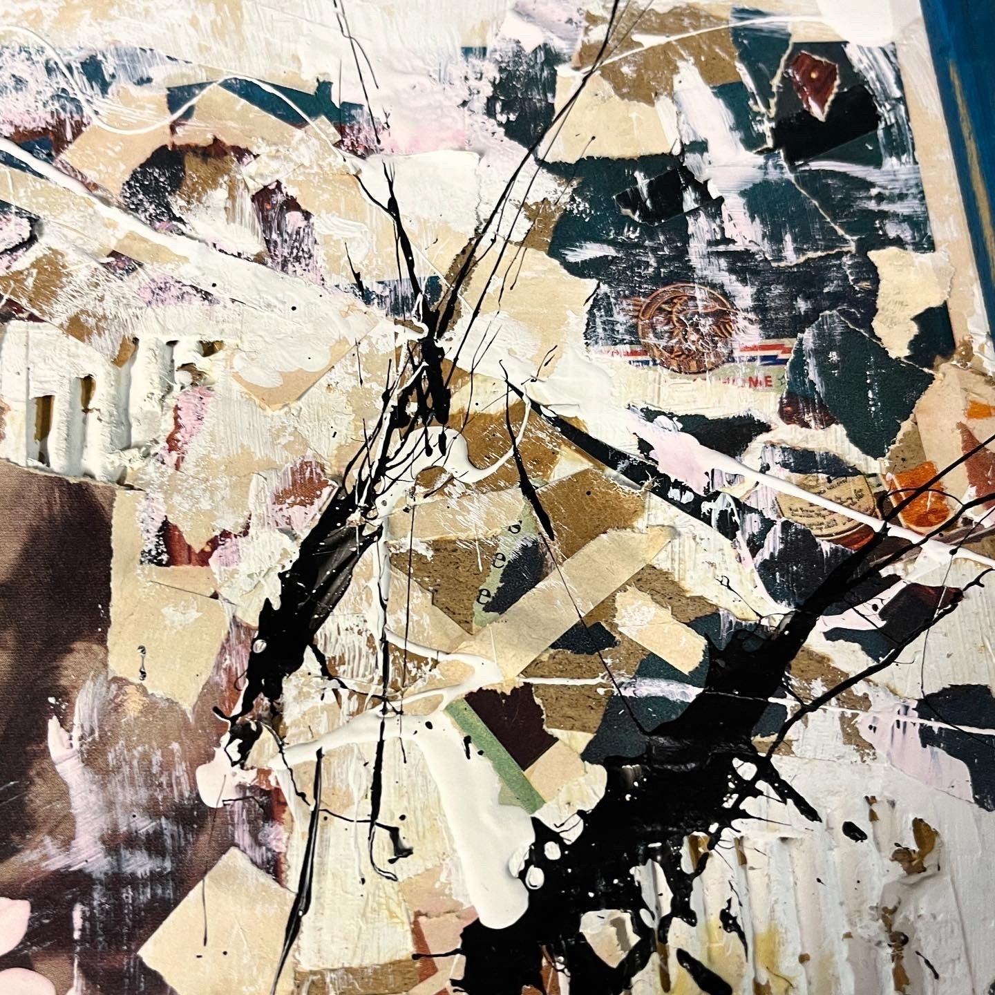 Original Framed Mixed Media Abstract Art Collage 12x16 "1945 Chesterfield Ad"