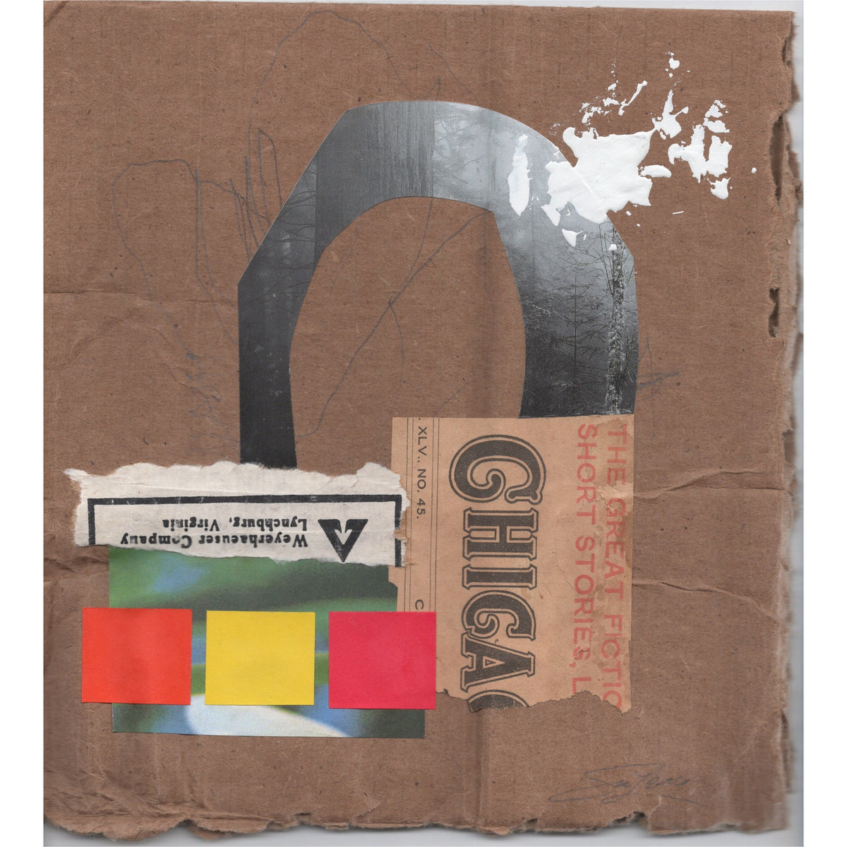 Original Mixed Media Modern Art Collage "Trihoral" 8.5x9" Signed