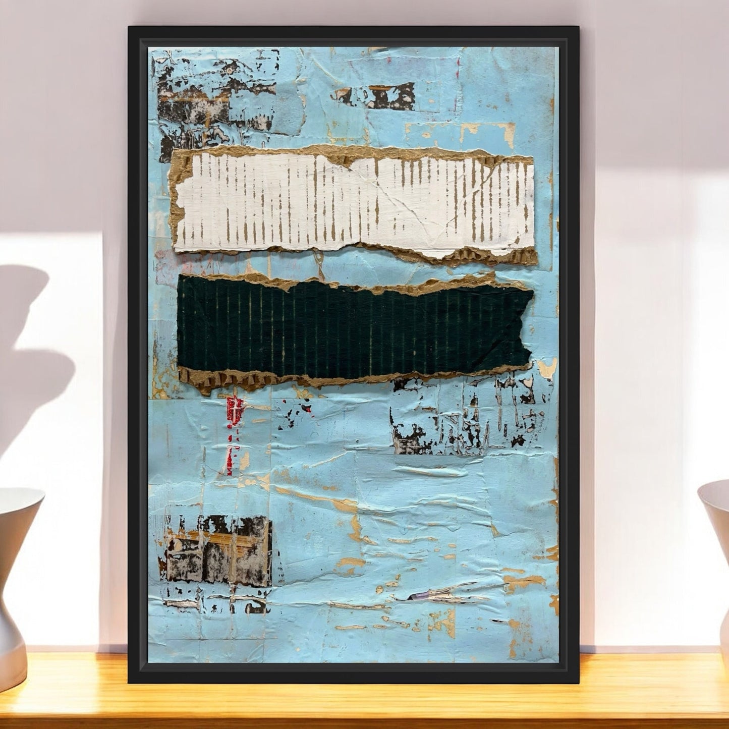Original Framed Mixed Media Modern Art Collage Painting 12x18 "Locker"