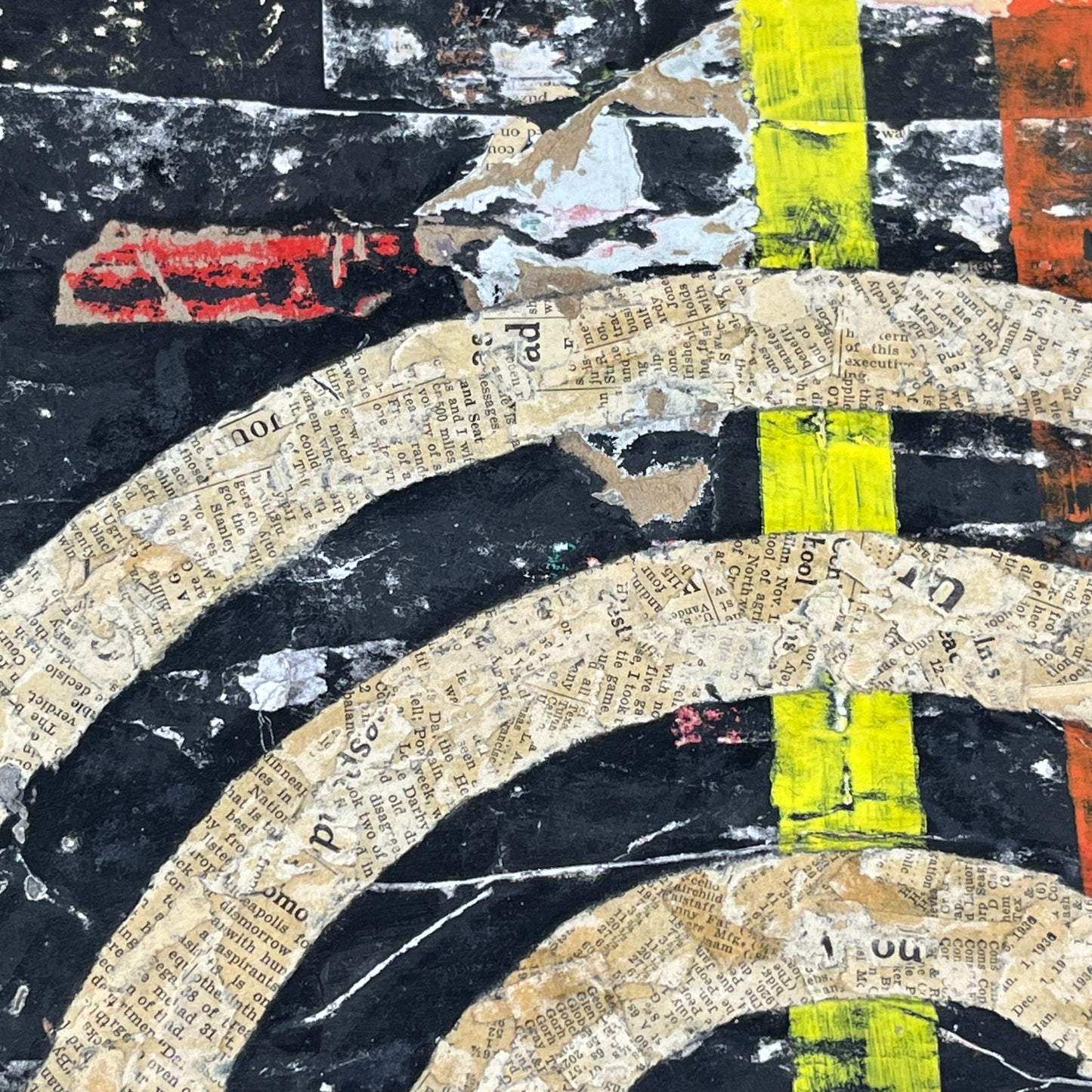 Original Framed Mixed Media Modern Art Collage Painting 12x18 "Obumbrate"