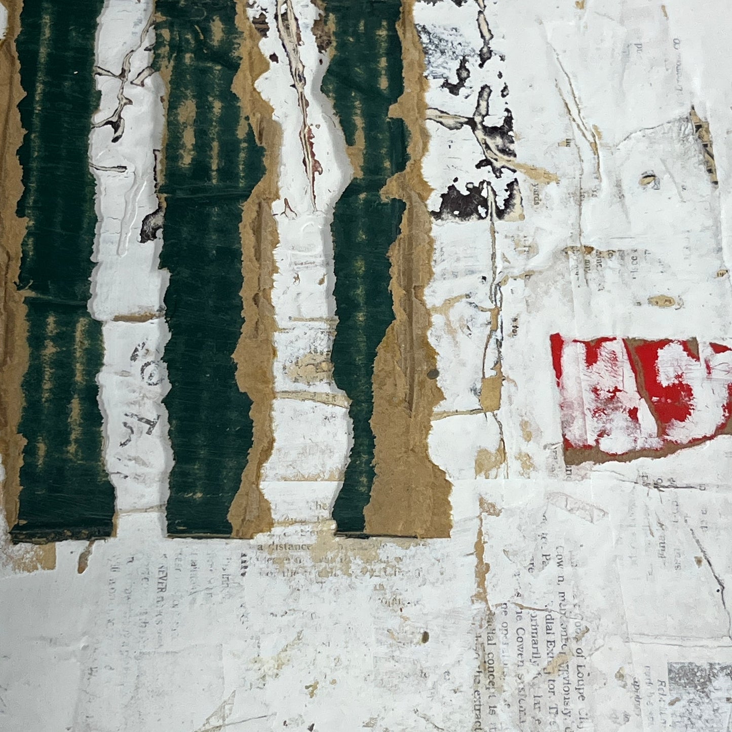 Original Framed Mixed Media Modern Art Collage Painting 12x18 "Cremaillere"