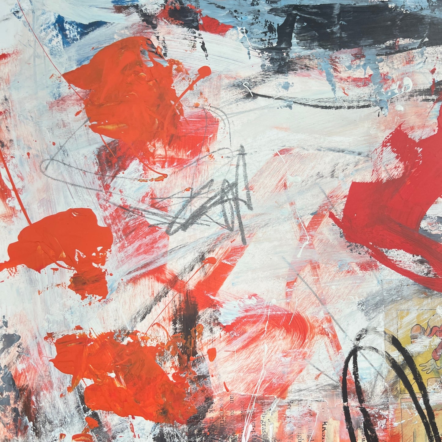 Original Mixed Media Abstract Modern Art Painting 18x24 "Vettura" Signed