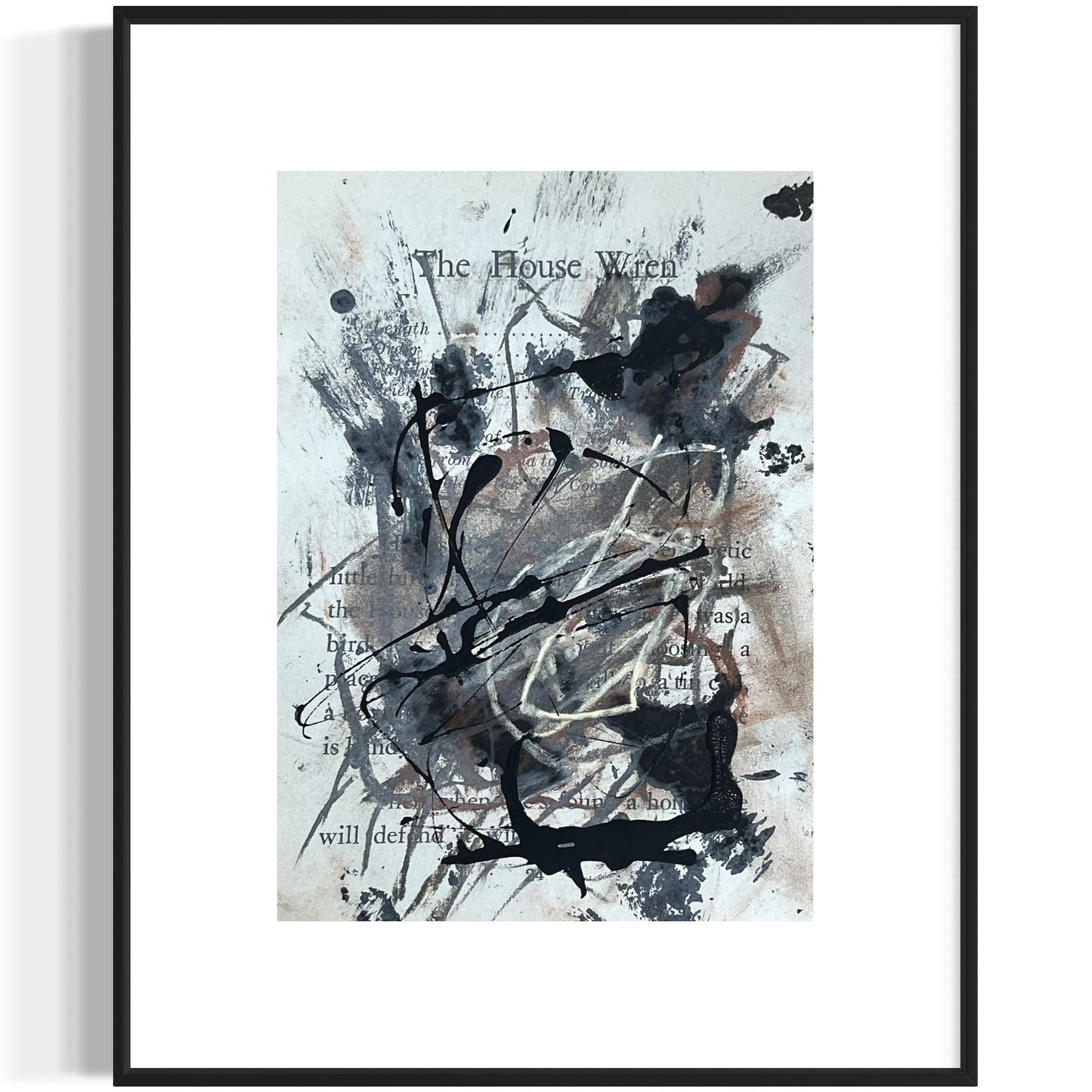 Original Abstract Modern Art Bird Painting "The House Wren" Signed