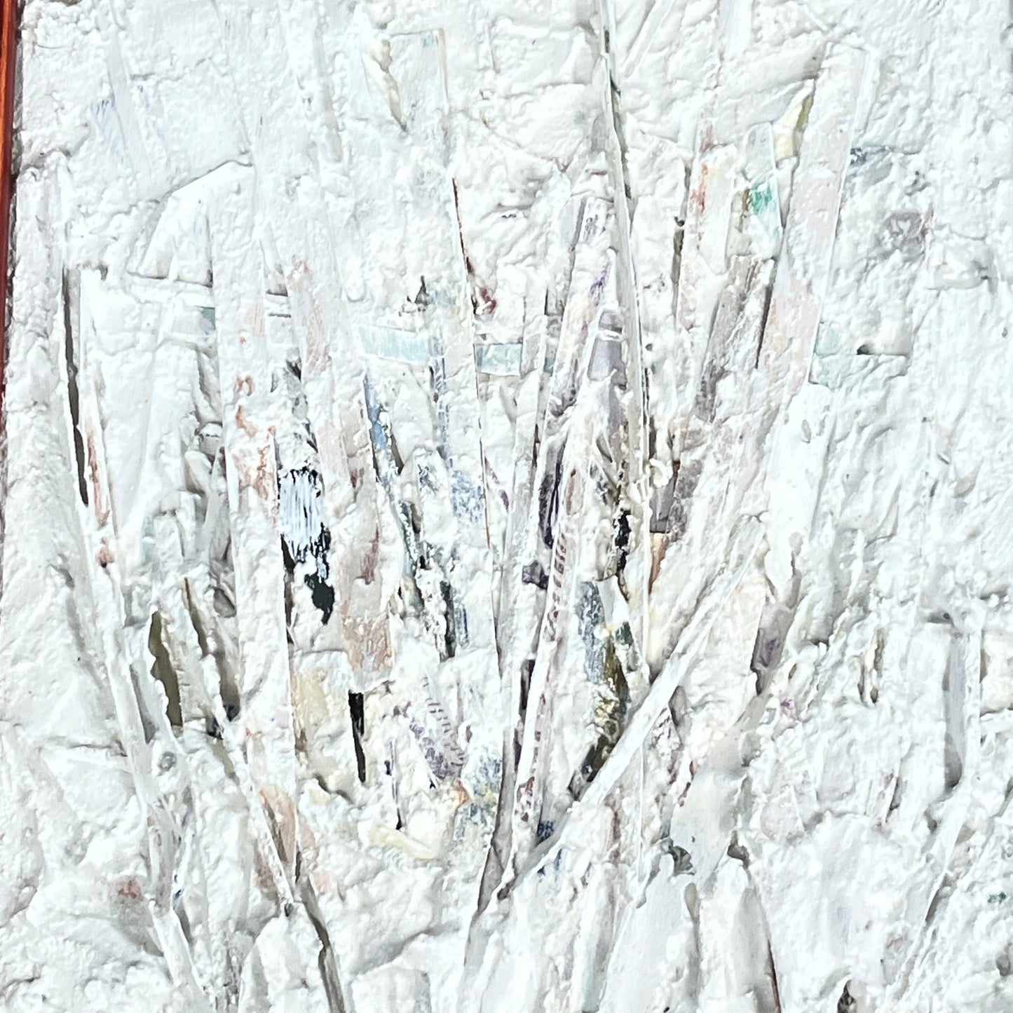 Original Framed Minimalist Abstract Art Painting Collage 6x10 "Vasculature #1"