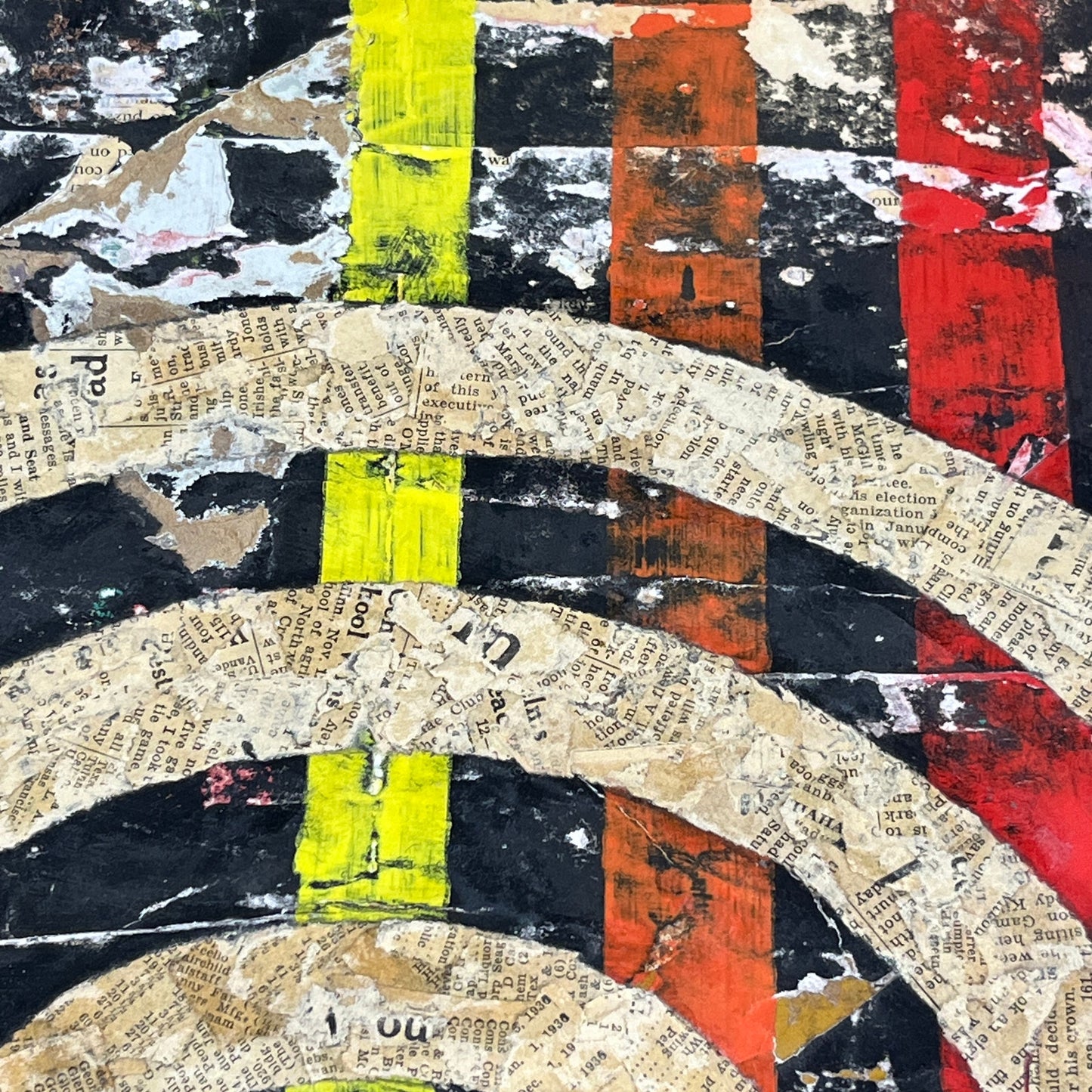 Original Framed Mixed Media Modern Art Collage Painting 12x18 "Obumbrate"