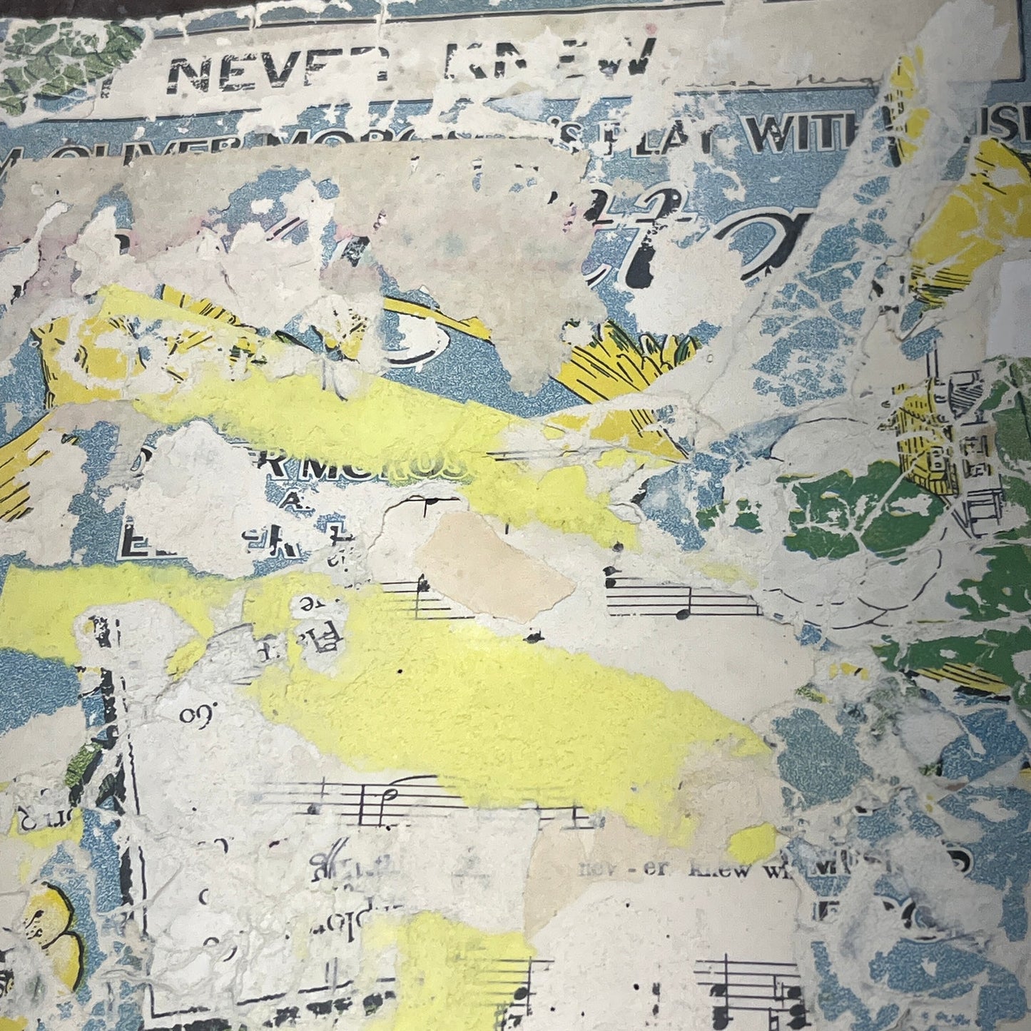 Original Mixed Media Abstract Art Collage 10x13 "1916 I Never Knew Sheet Music"