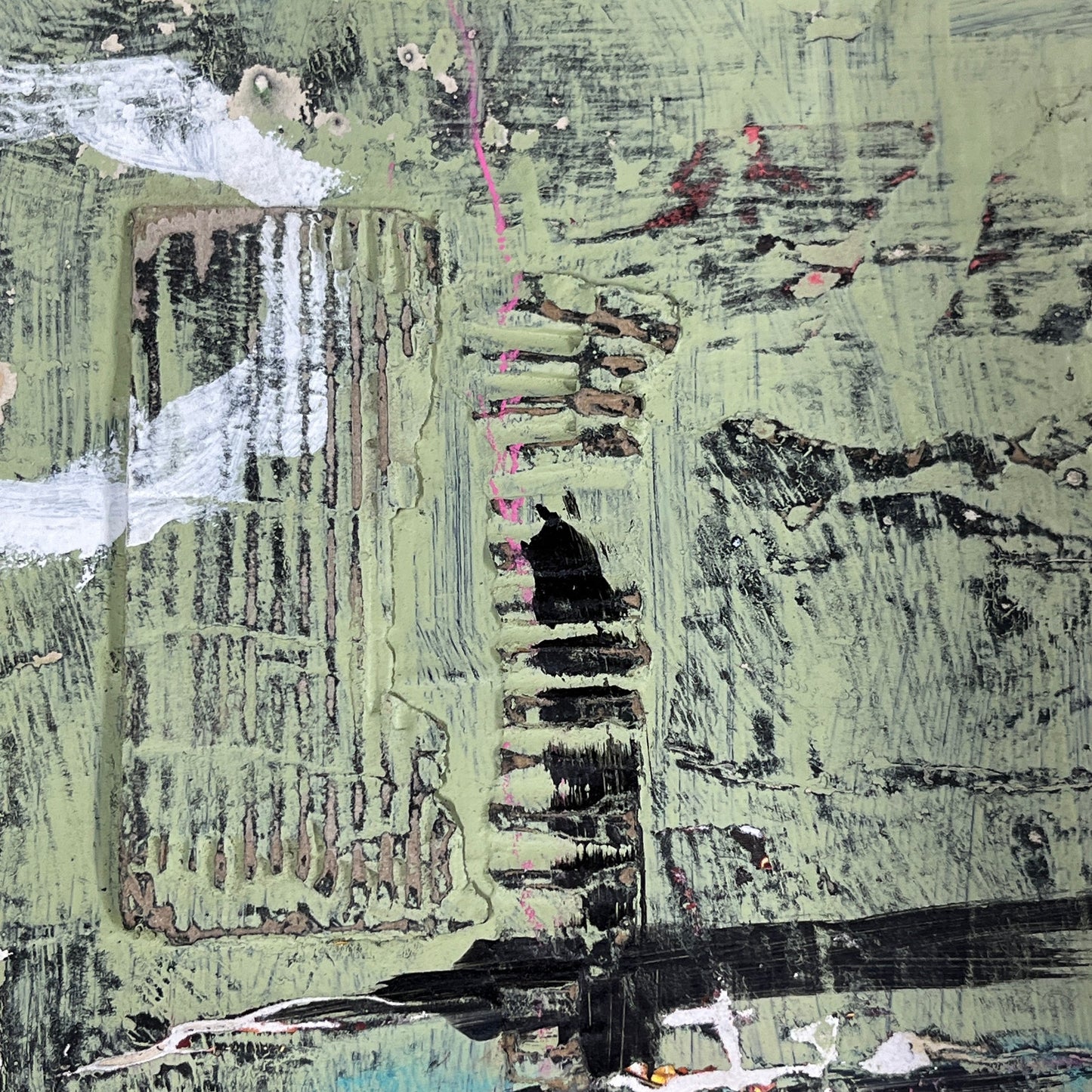 Original Grunge Minimalist Modern Art Collage Painting 8.5x11 "Juvenal" Signed