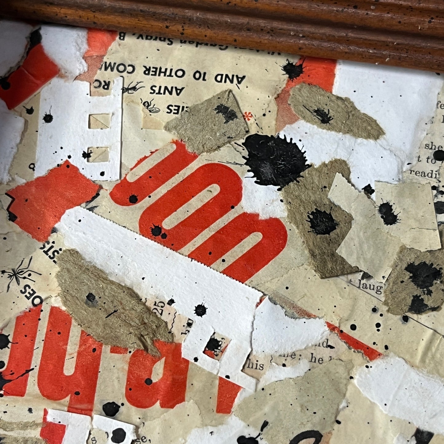 Original Framed Mixed Media Abstract Art Collage 11x13 "Bug-A-Boo"