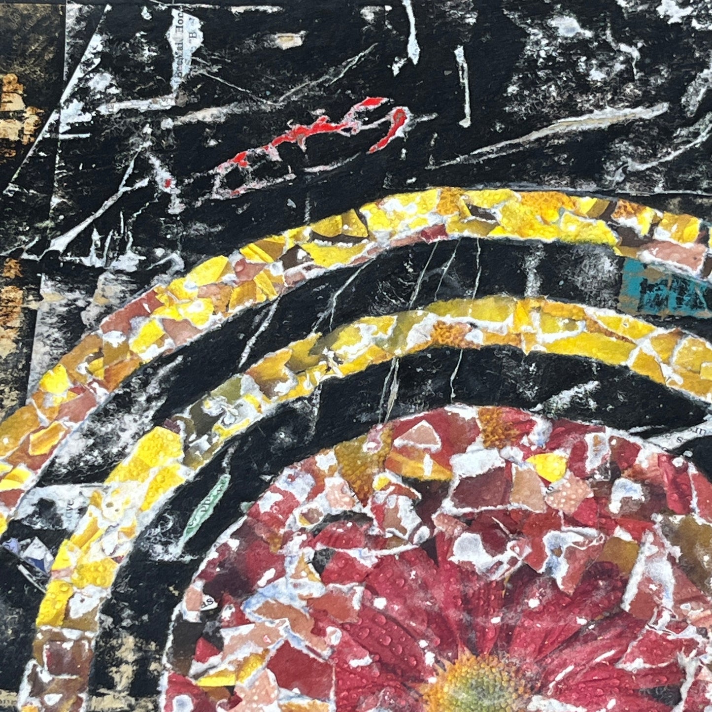 Original Framed Mixed Media Modern Art Collage Painting 12x18 "Obvolvent"