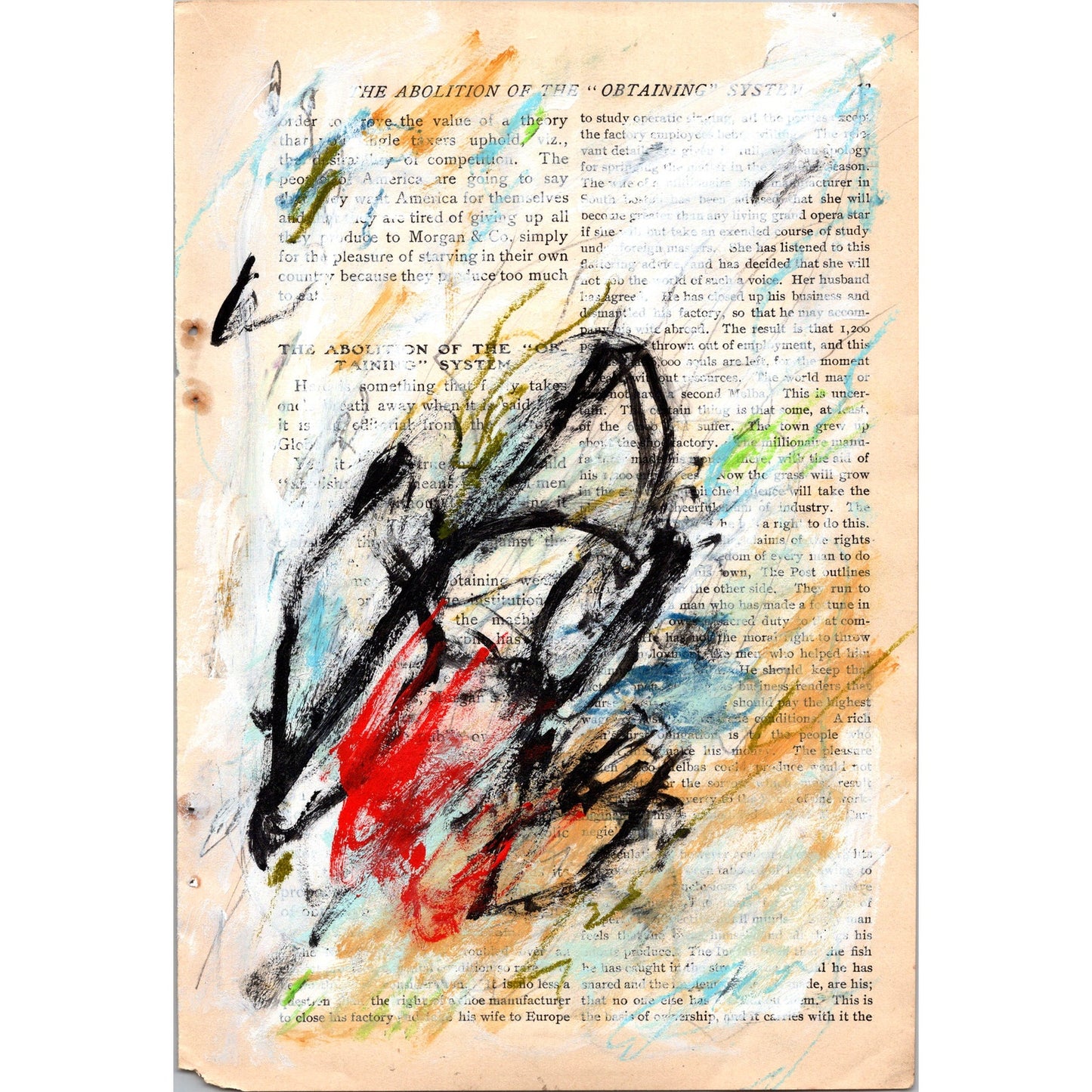 Original Abstract Modern Art Painting on Paper from 1902 Magazine #27 Signed