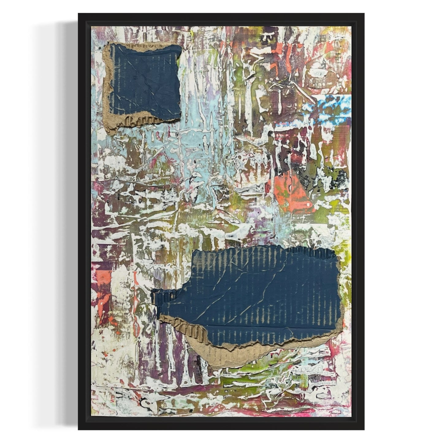 Original Framed Mixed Media Modern Art Collage Painting 12x18 "Threshold"