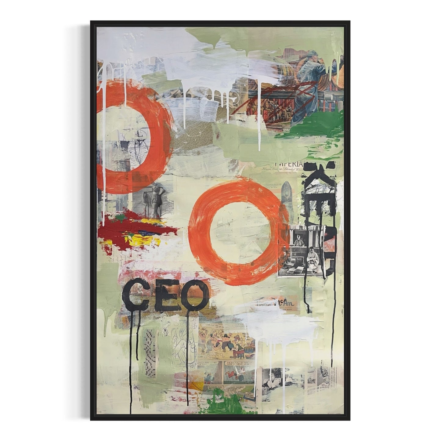 Original Mixed Media Abstract Modern Art Painting 24x36 "CEO" Signed