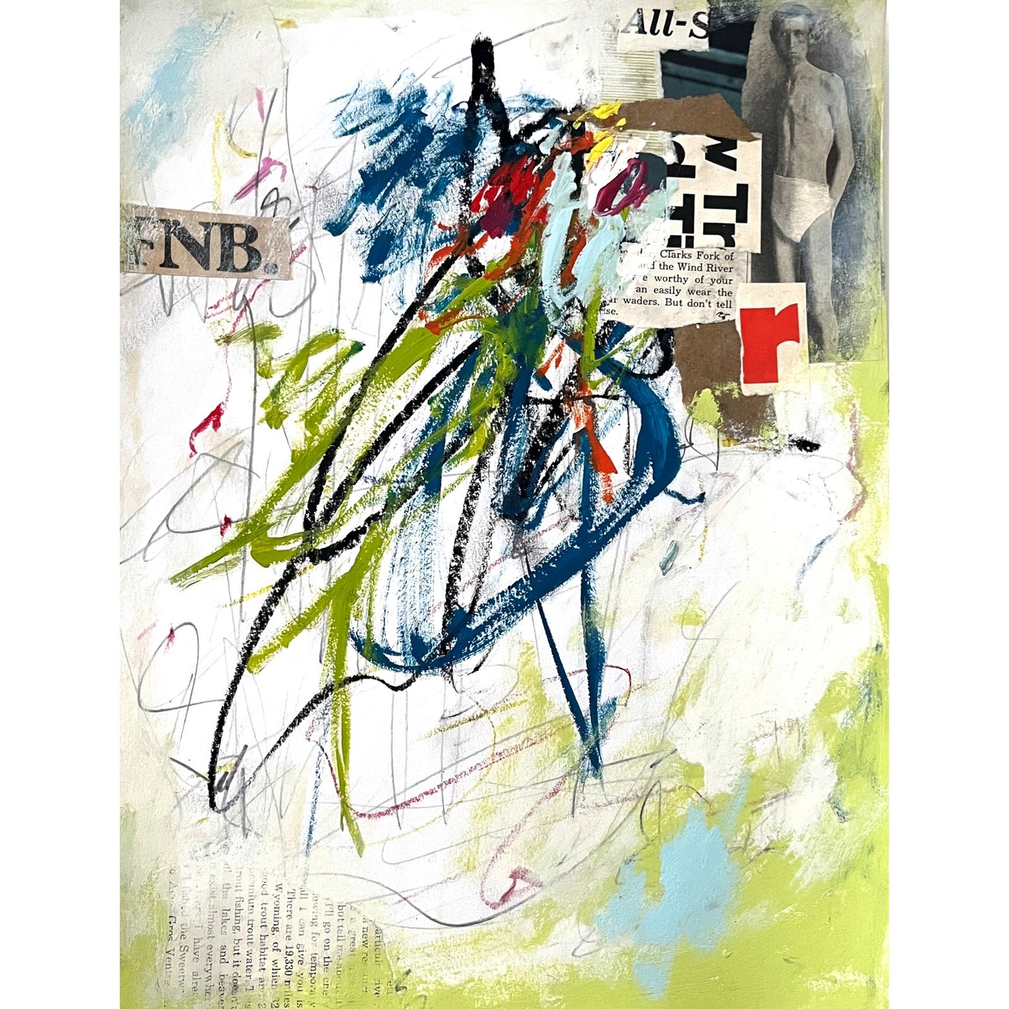 Original Abstract Modern Art Painting on Paper "Veena" #28 Signed